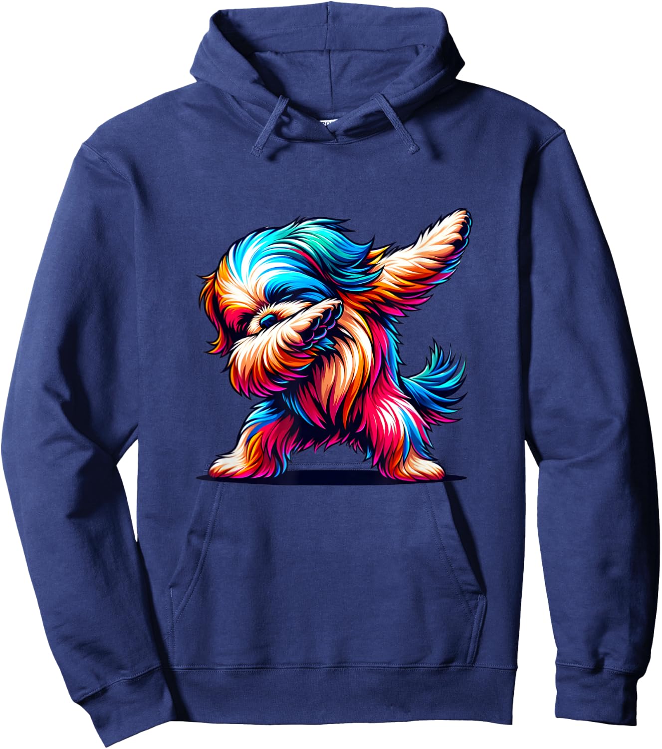 Colorful Shih Tzu Lover Funny Dog Dabbing Graphic Men Women Hoodie - Hoodie | Navy
