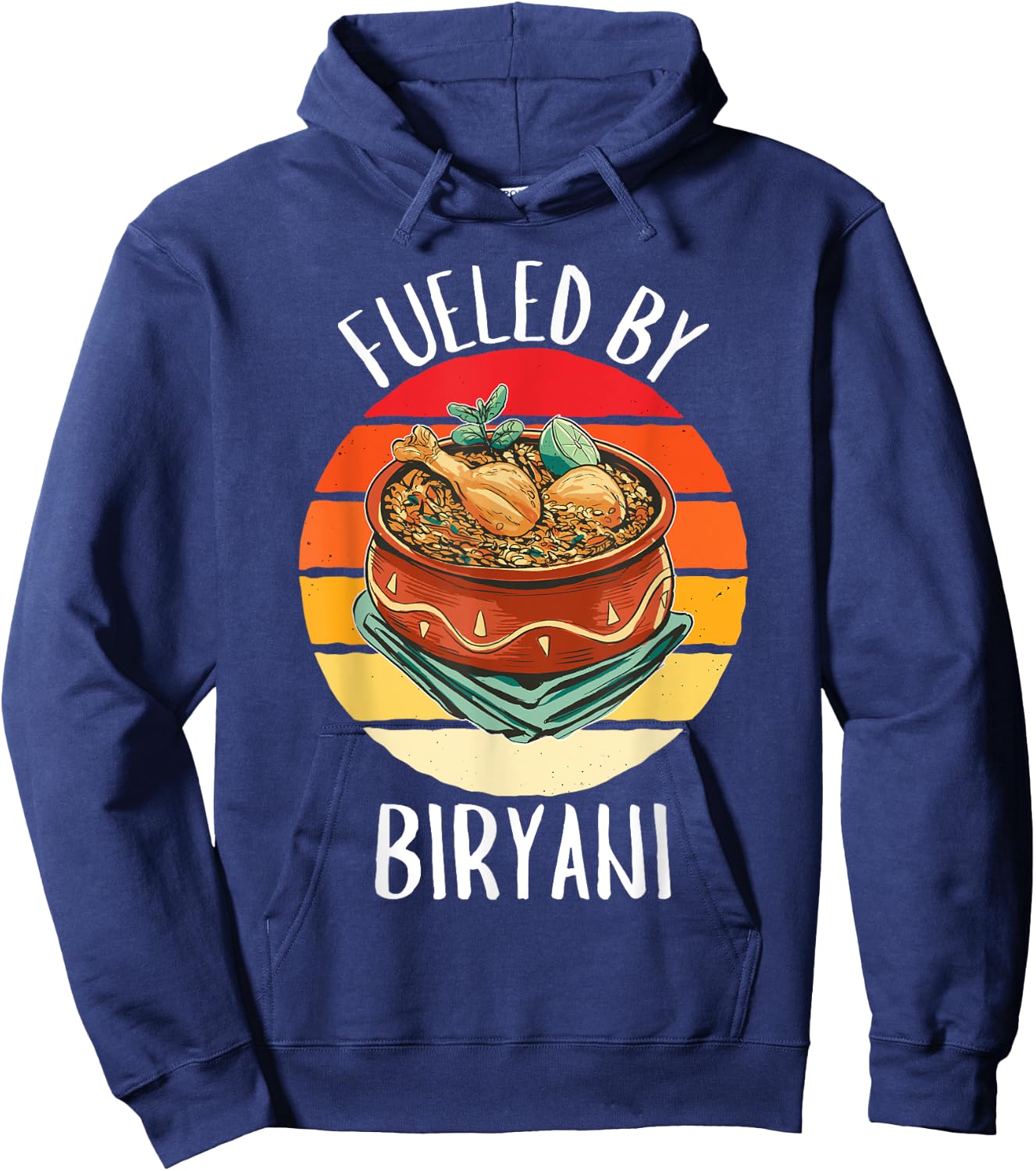 Retro Fueled By Biryani Vintage Biryani Lover Hoodie - Hoodie | Navy