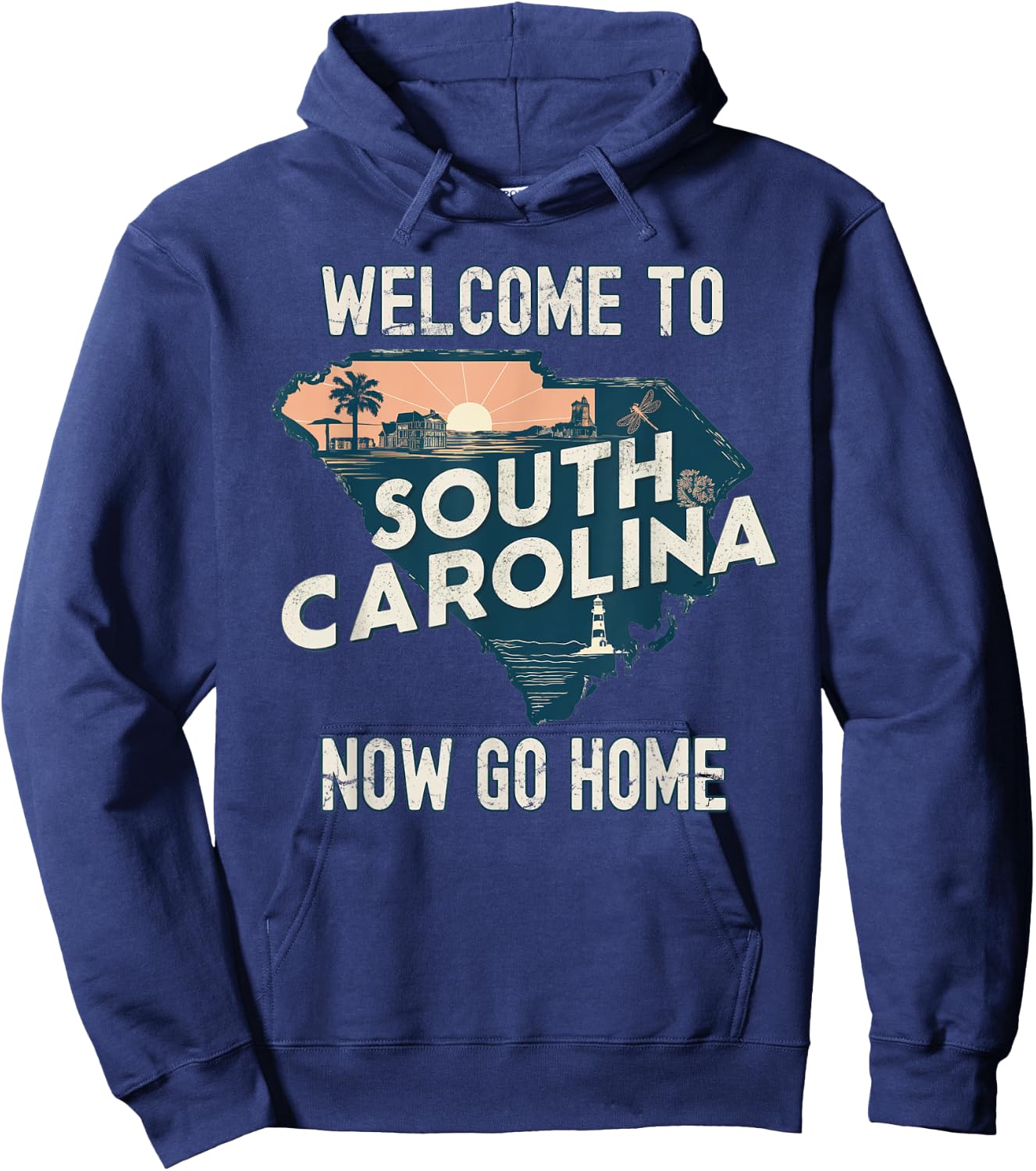 Welcome To South Carolina Retro Design, Funny South Carolina Hoodie - Hoodie | Navy