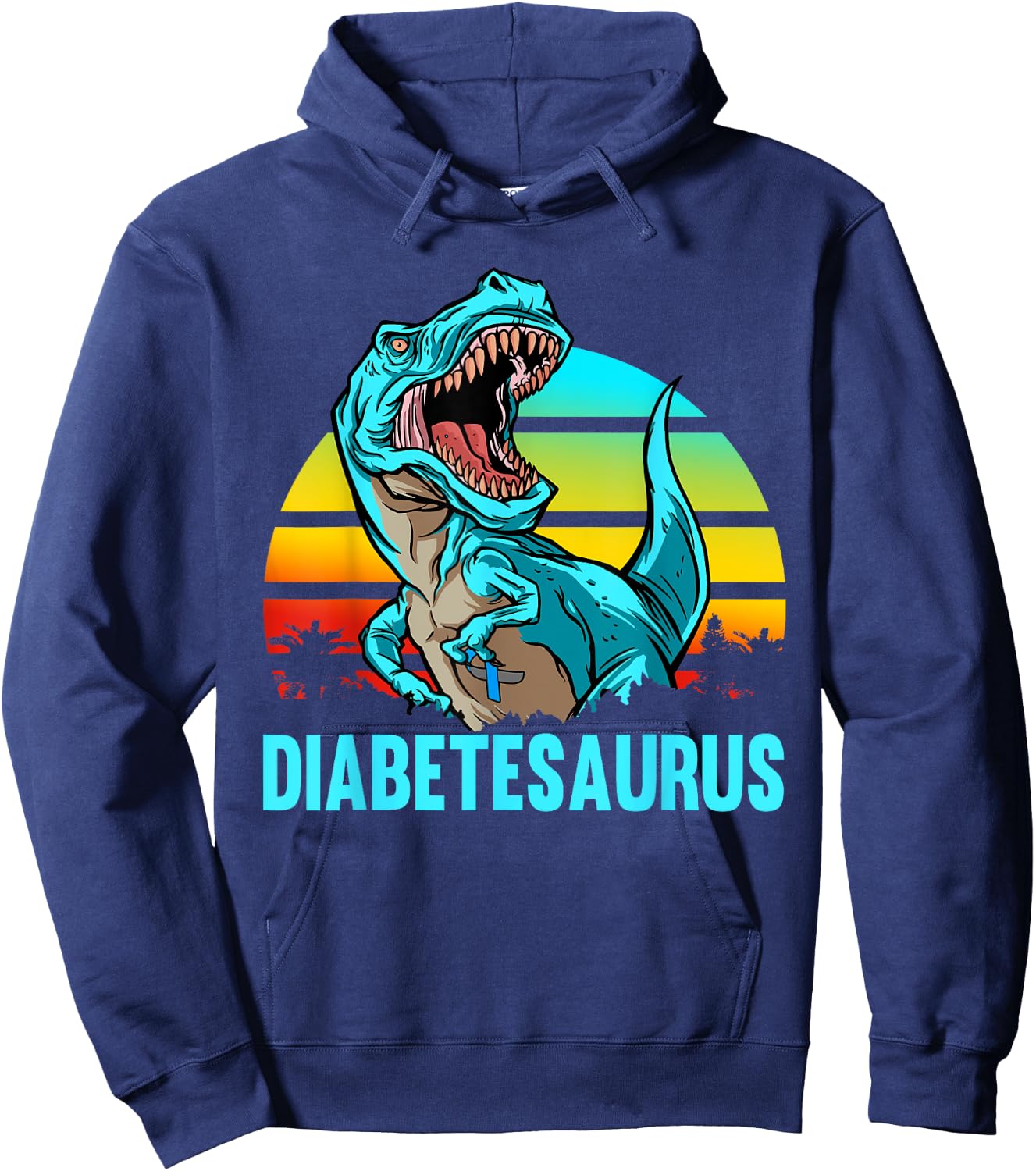 Diabetesaurus T-Rex Dinosaur Diabetic Diabetes Awareness Hoodie - Hoodie | Navy