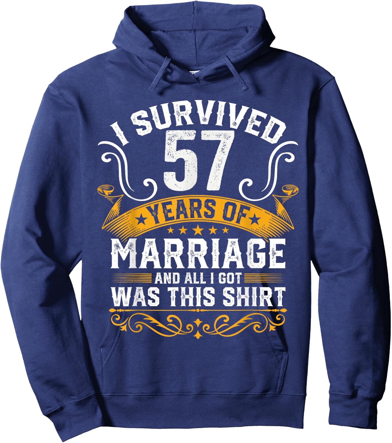 57th Wedding Anniversary shirt Couples Husband Wife 57 Years Hoodie - Hoodie | Navy