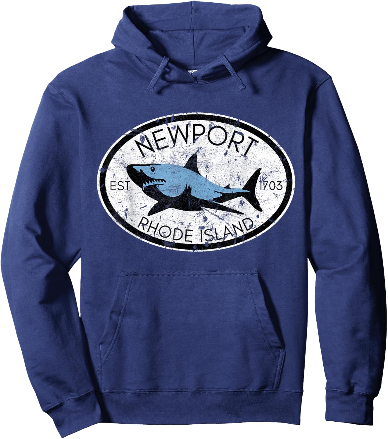 Newport Rhode Island Fishing Shark Fish Beach Vintage Women Kids Hoodie - Hoodie | Navy