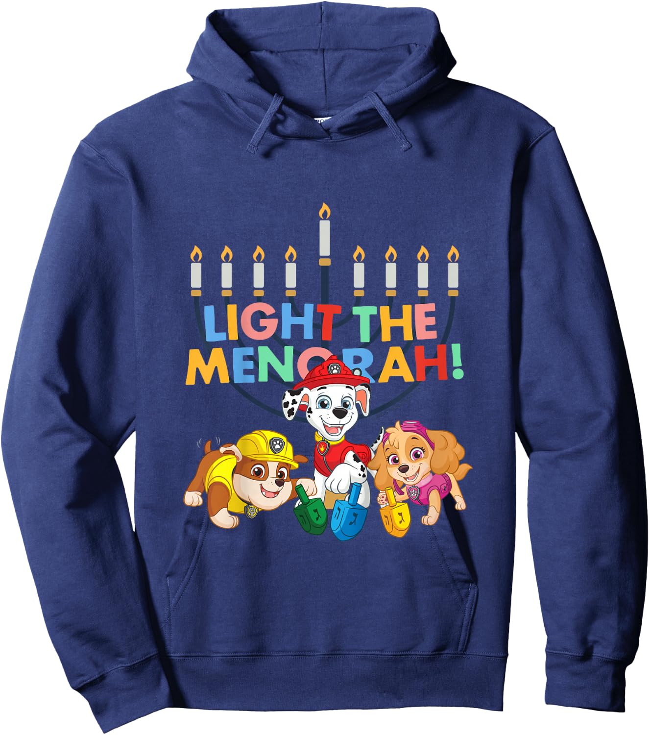 Kids PAW Patrol Hanukkah Light The Menorah! Vintage Hoodie - Hoodie | Navy