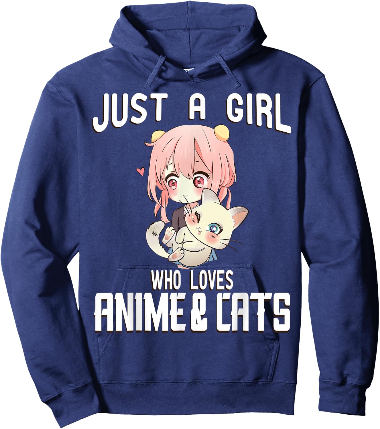Just a Girl who Loves Anime and Cats Lover for Teen Hoodie - Hoodie | Navy