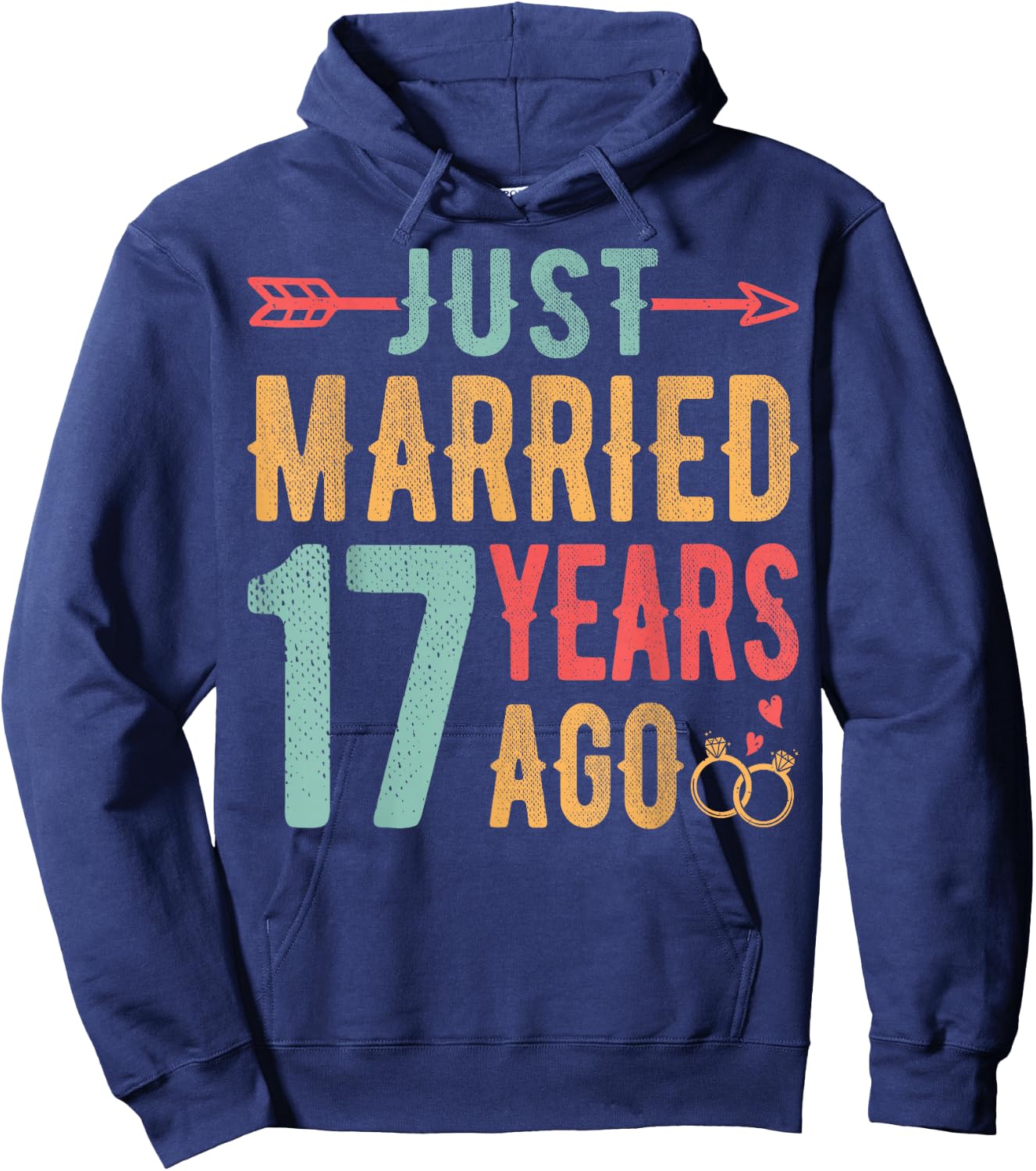 Just Married 17 Years Ago - 17th Wedding Anniversary Couple Hoodie - Hoodie | Navy