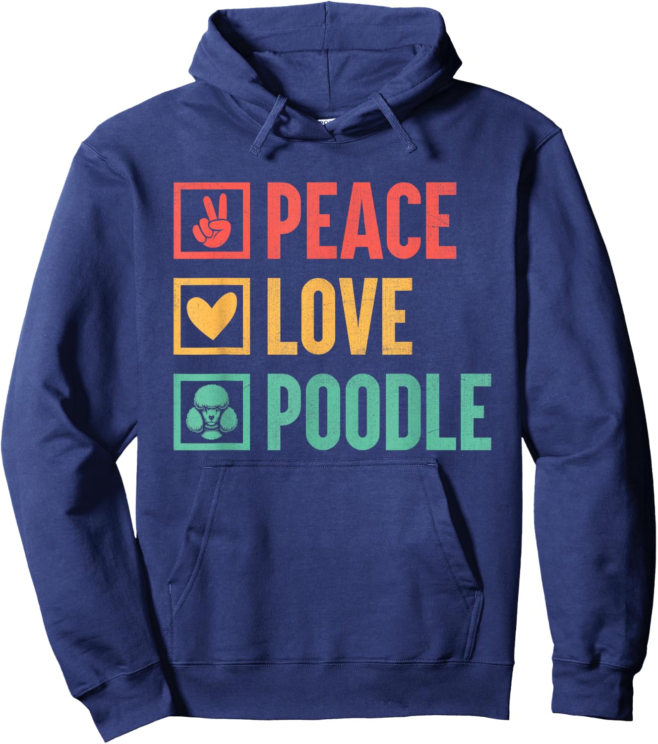 Peace Love Poodle Poodles Dog Owner Hoodie - Hoodie | Navy