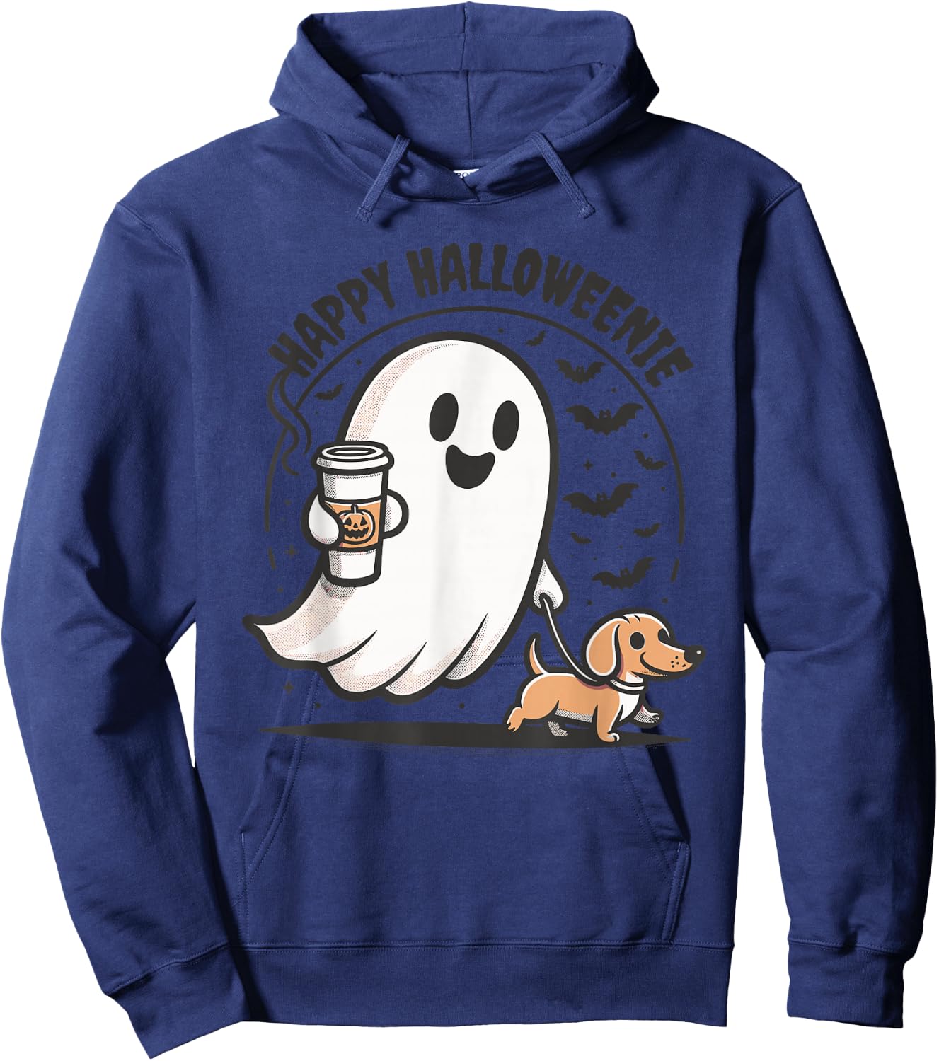 Happy Halloweenie Ghost Dachshund Halloween Dachshund Lover Hoodie - Hoodie | Navy