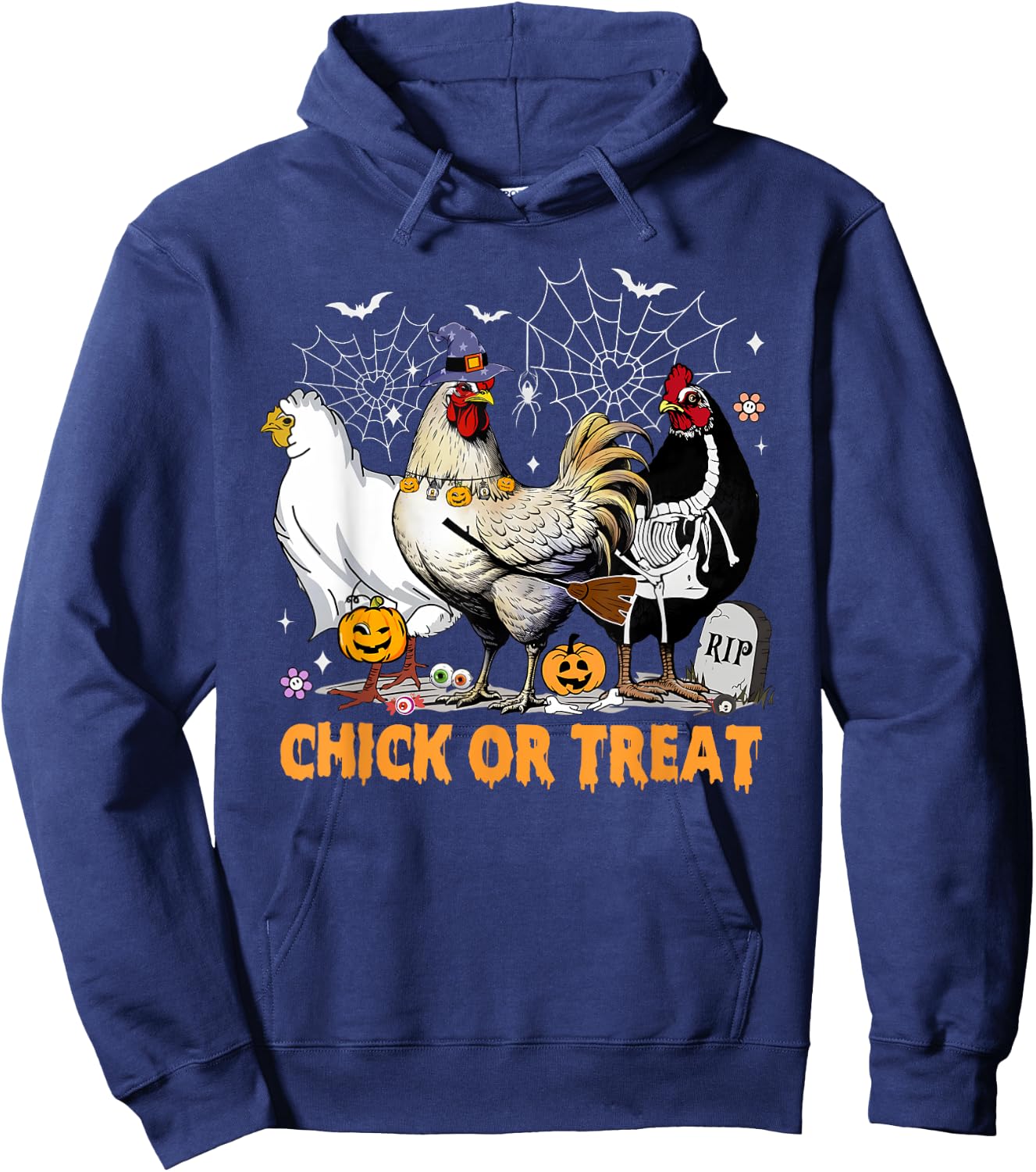 Halloween Chicken Pumpkin Chick Or Treat Spooky Season Hoodie - Hoodie | Navy