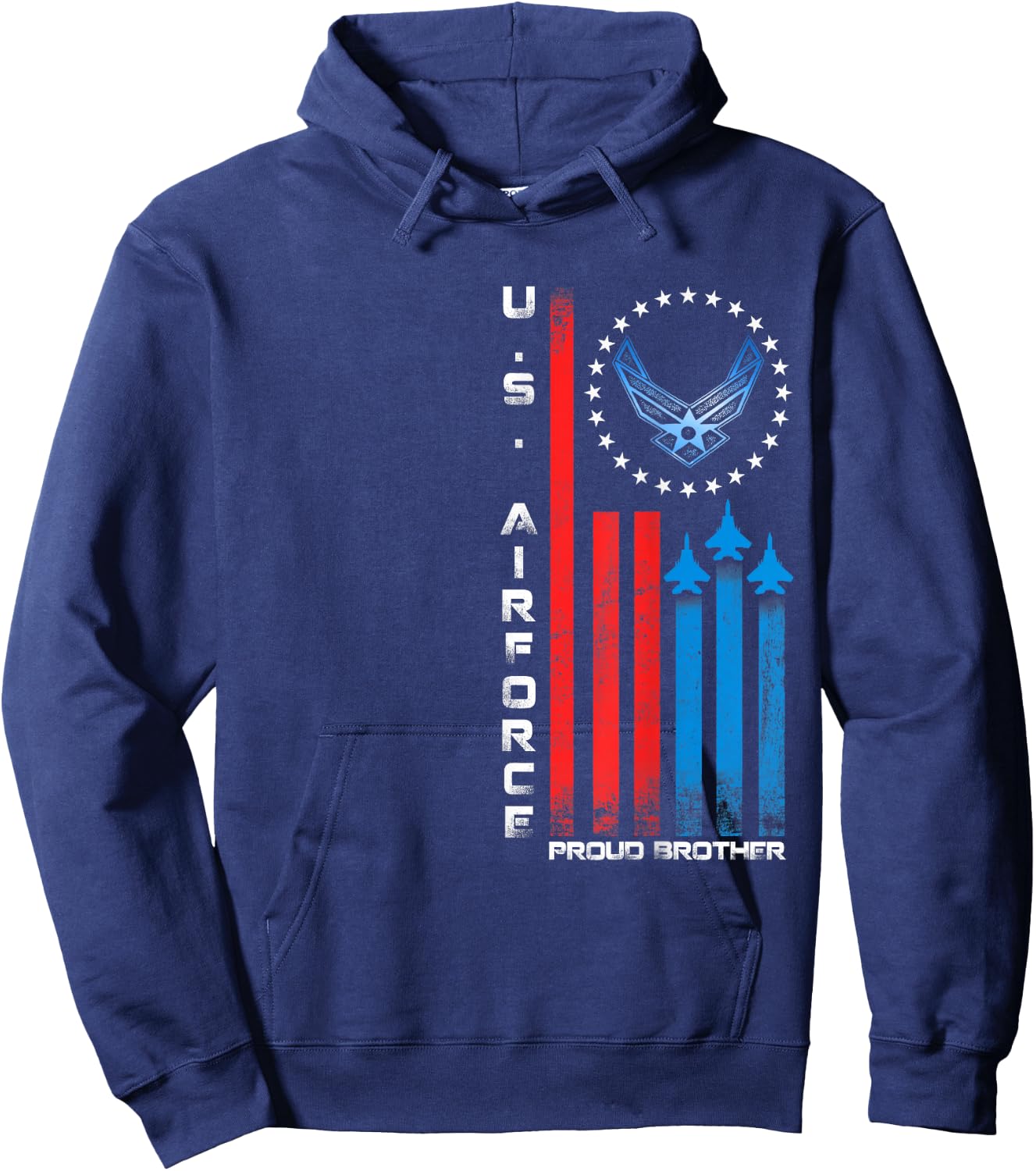 Proud Brother US Air Force Military USA Flag Hoodie - Hoodie | Navy
