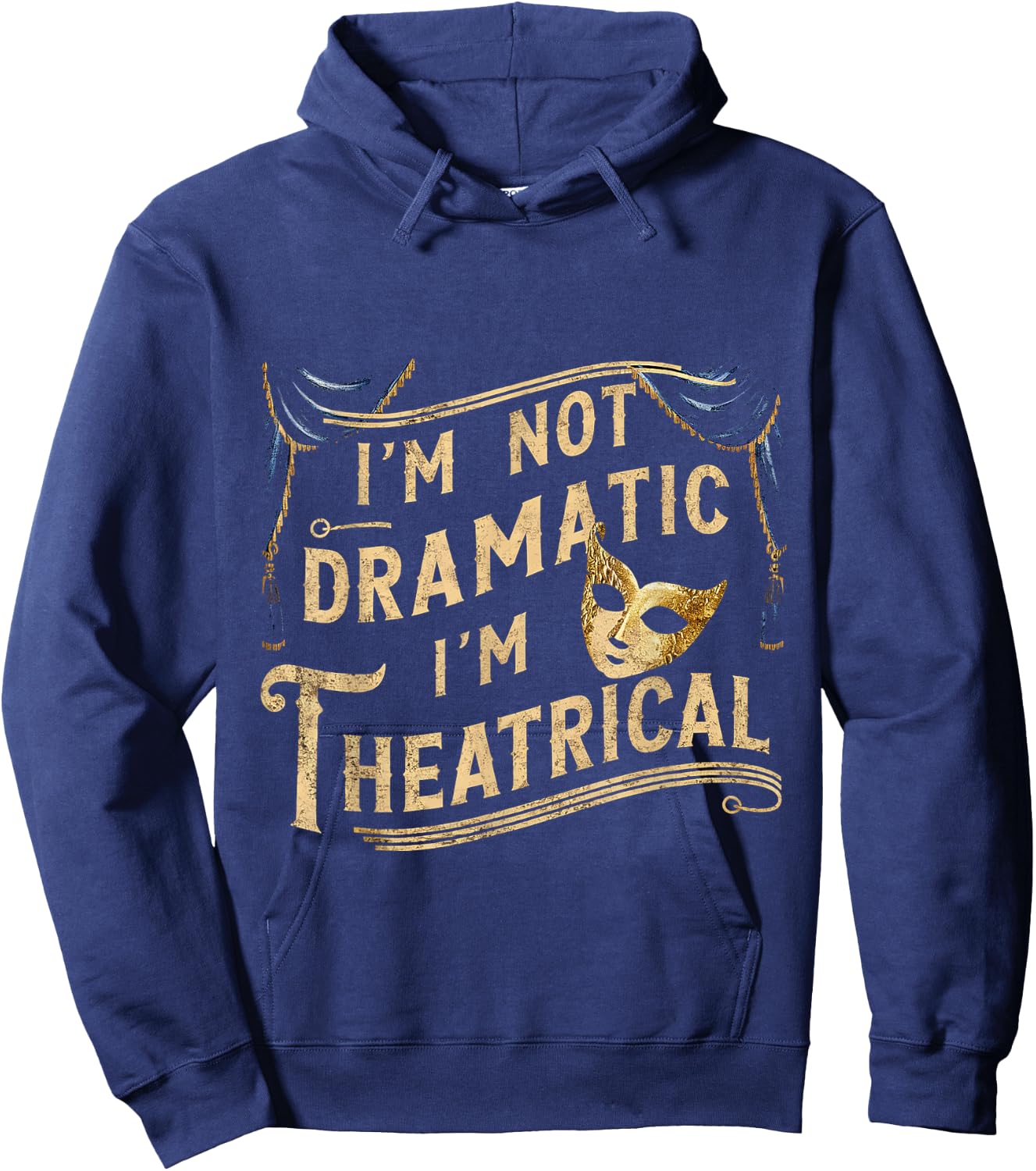 Theatre FH -Adult Black Modern Classic Dramatic - Small - Short Sleeve - Cotton Blend - Machine Wash Hoodie - Hoodie | Navy