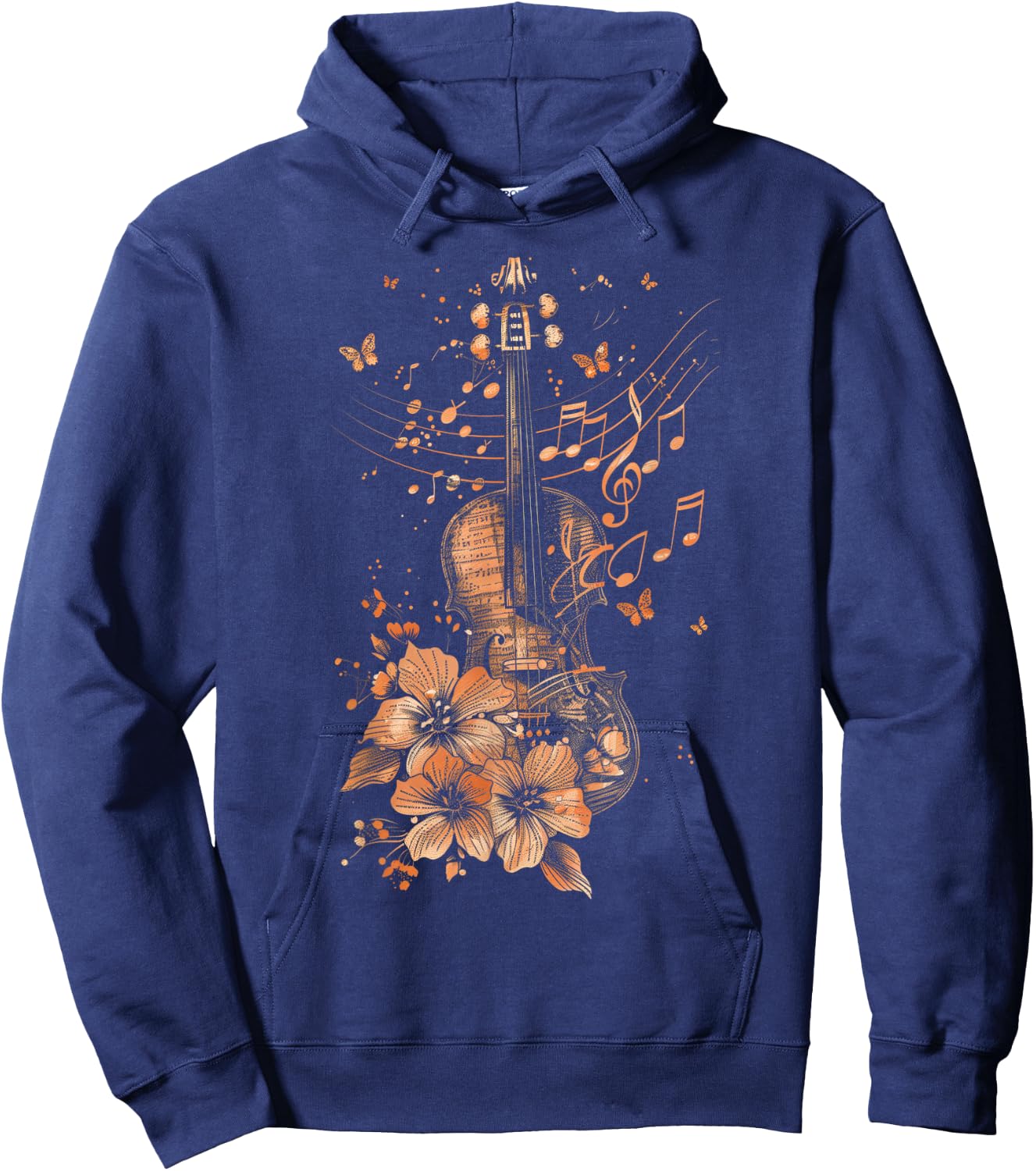 Violin Player Classical Music Notes Orchestra Violinist Hoodie - Hoodie | Navy