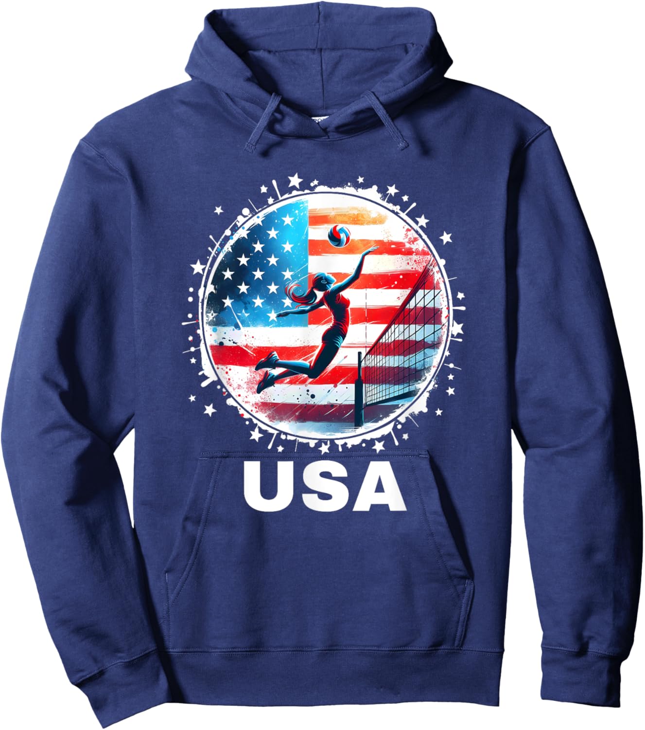 USA Women United States American Flag Volleyball USA Team Hoodie - Hoodie | Navy