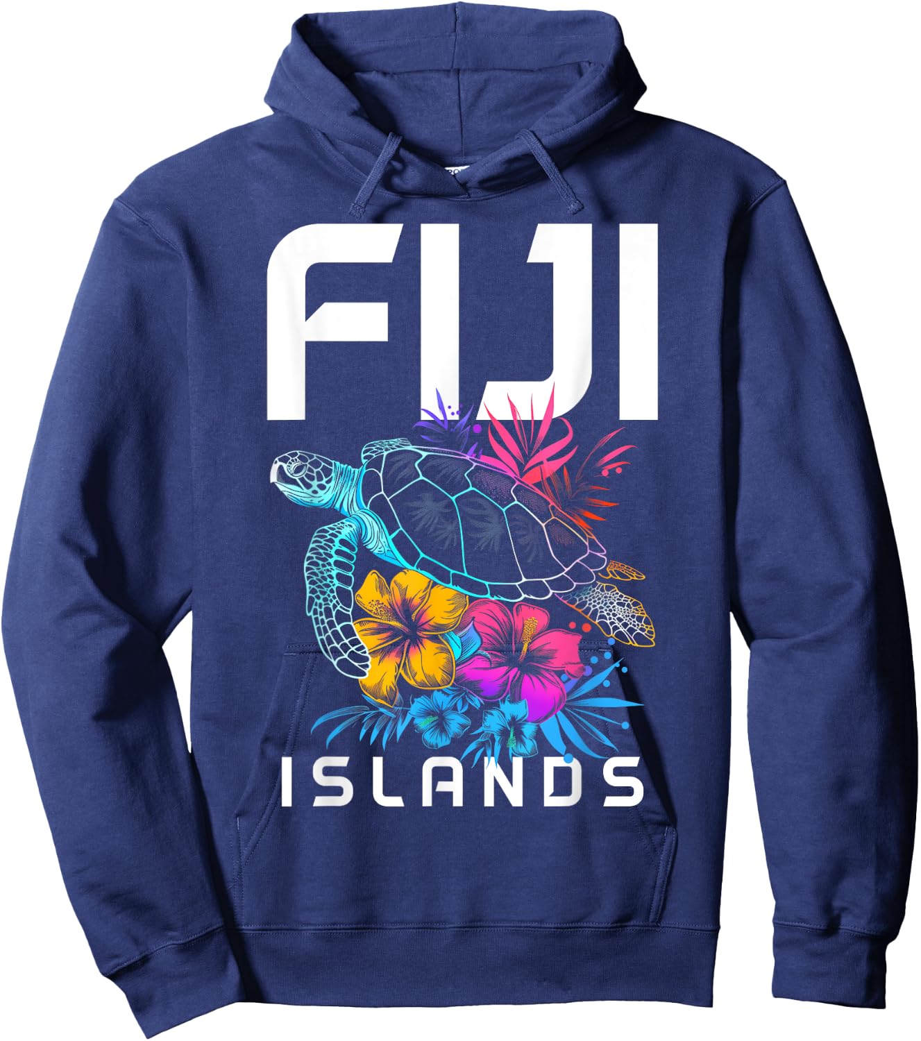 Fiji Islands Sea Turtle Flowers Scuba Diving Surfer Souvenir Hoodie - Hoodie | Navy