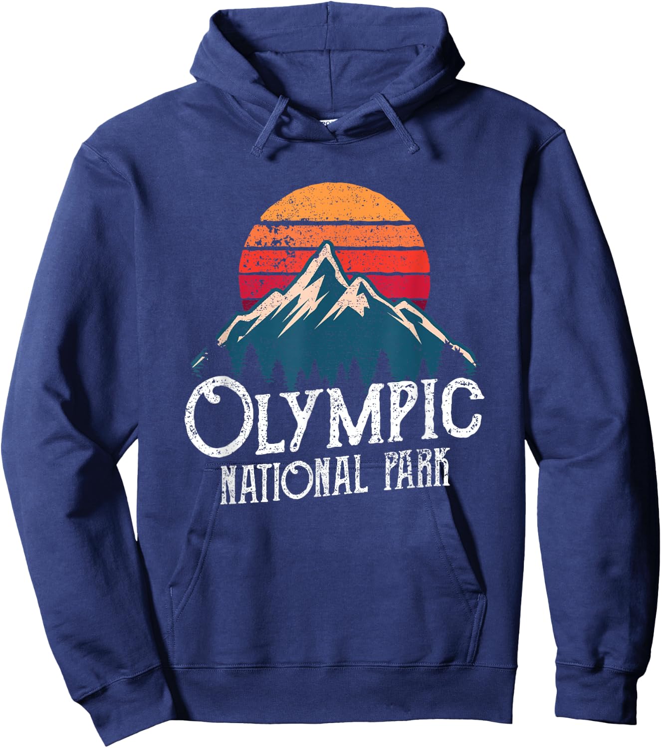 Olympic National Park Washington Mountains Retro Hoodie - Hoodie | Navy