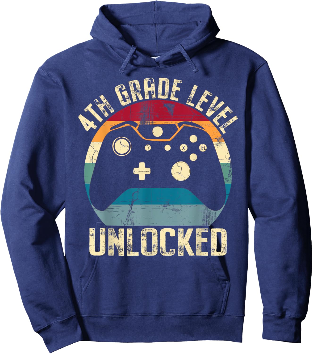 4th Grade Level Unlocked Back to School First Day Gamer Kid Hoodie - Hoodie | Navy
