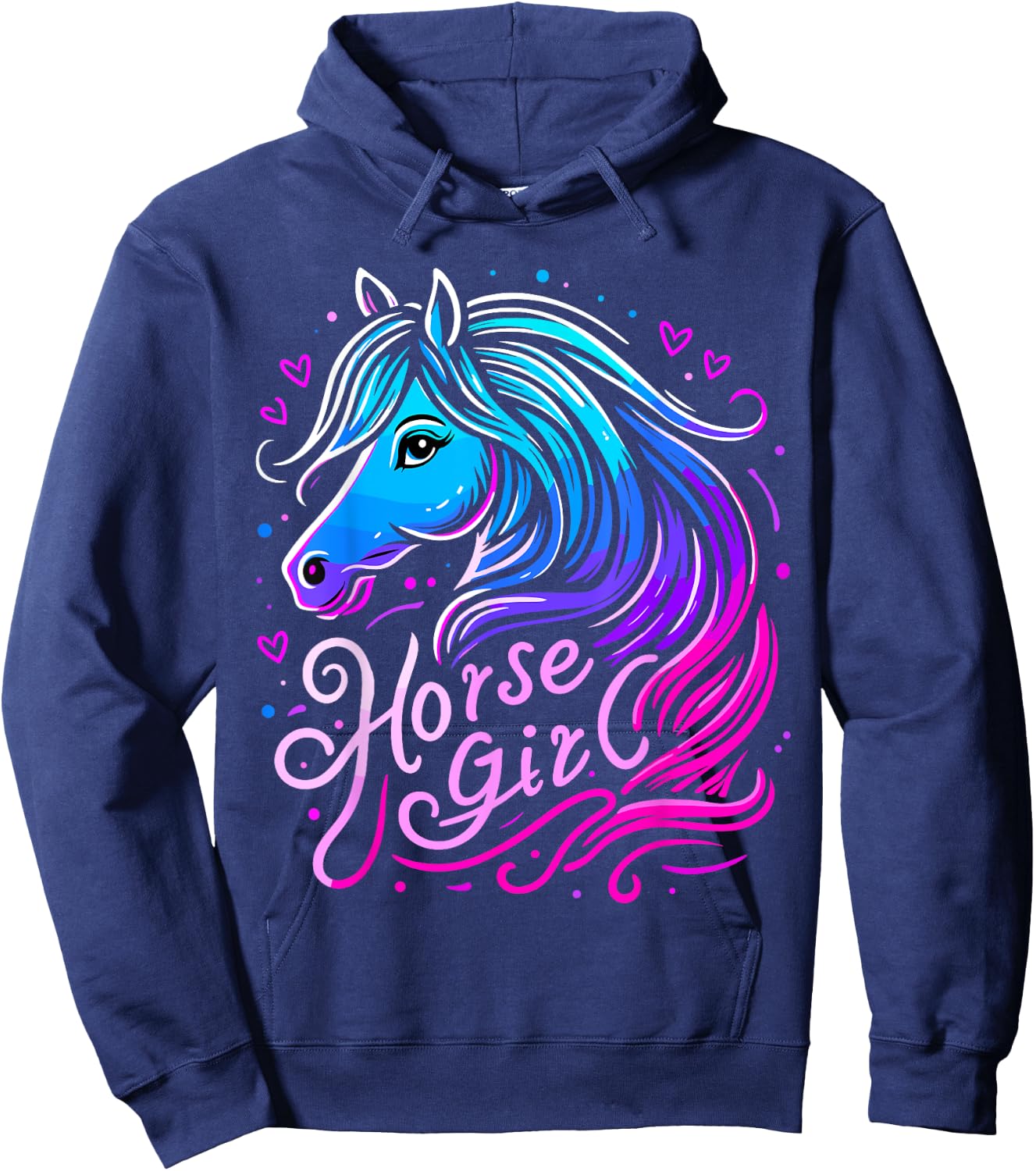Horses Girl Birthday Love Horses Riding Hoodie - Hoodie | Navy