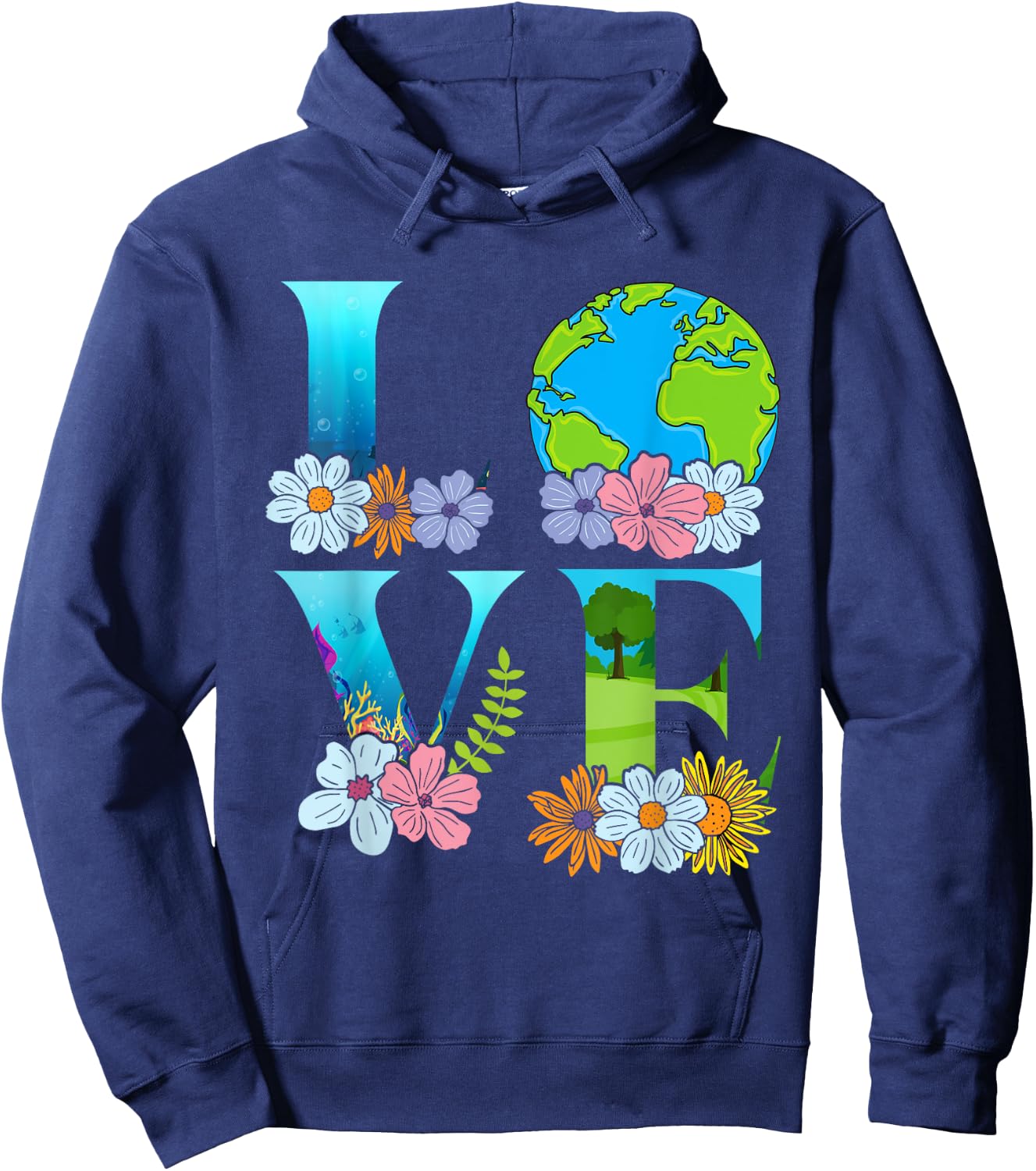 Love World Earth Day 2026 Planet Women Kids Hoodie - Hoodie | Navy