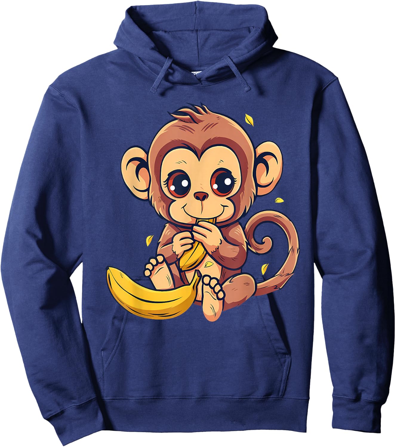 Banana Monkey Cute Monkey Wildlife Animal Art Drawing Hoodie - Hoodie | Navy