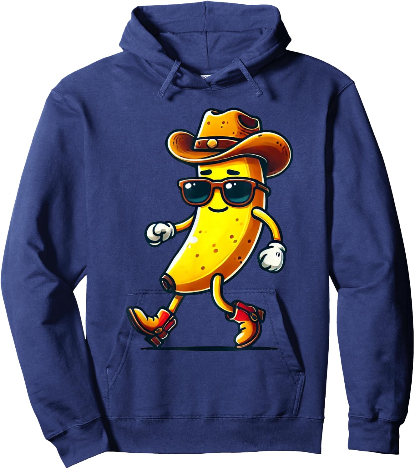 Funny Banana Wearing Cowboy Hat Sunglasses Boots Western Hoodie - Hoodie | Navy