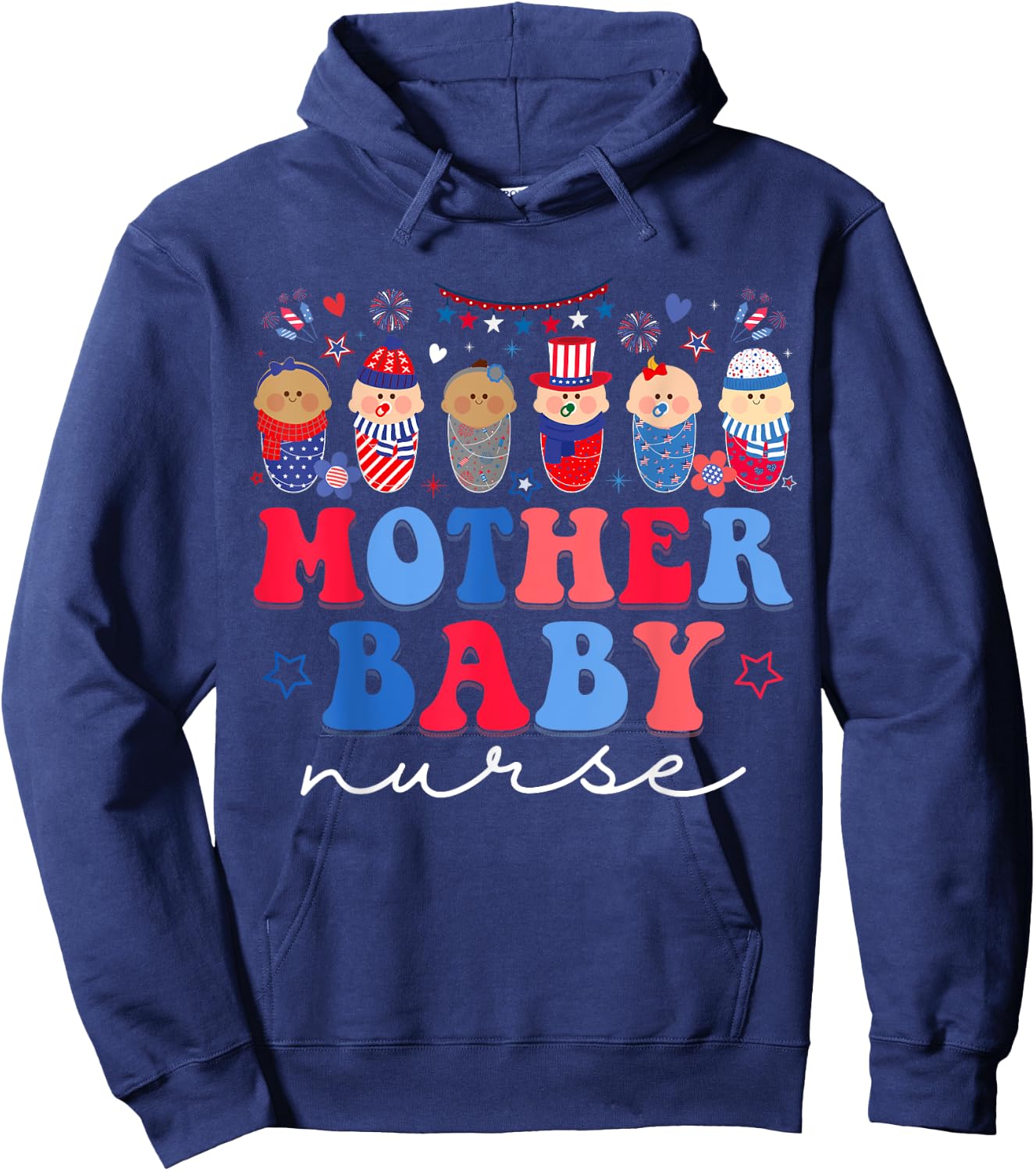 Mother Baby Nurse 4th Of July Postpartum Nursing Men Hoodie - Hoodie | Navy