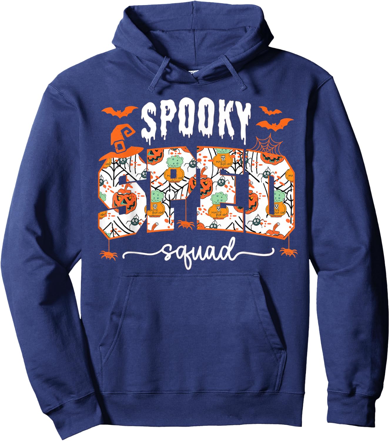 Spooky SPED Squad Special Education Teacher Halloween Ghost Hoodie - Hoodie | Navy