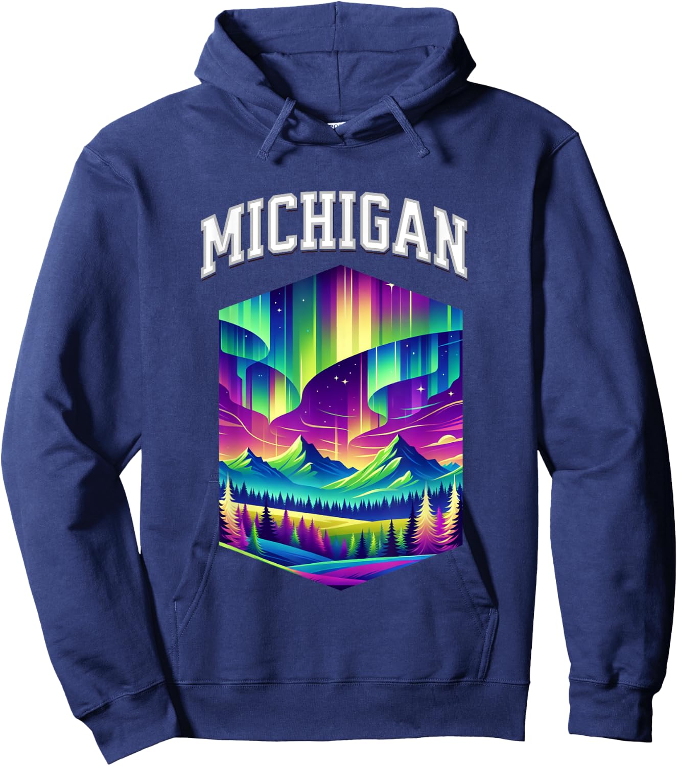 Michigan Aurora Borealis Northern Lights Vacation Souvenir Hoodie - Hoodie | Navy
