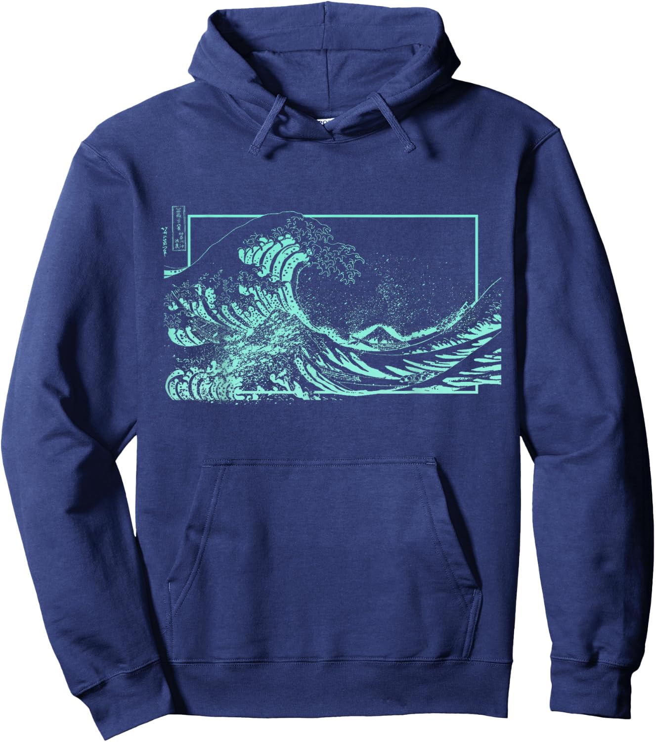 Light Teal Aqua Great Wave Light Teal Aqua Color Graphic Hoodie - Hoodie | Navy