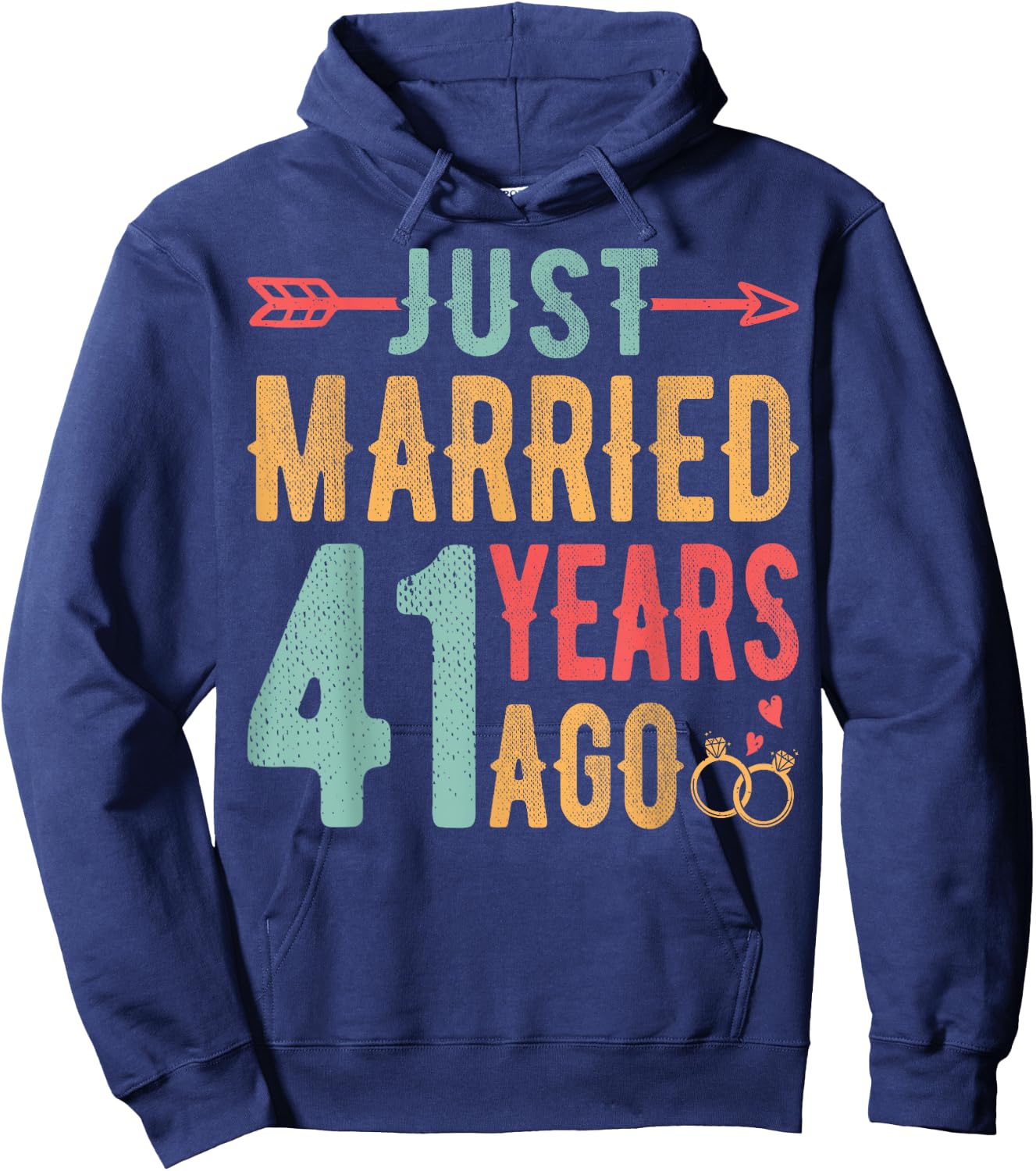 Just Married 41 Years Ago - 41th Wedding Anniversary Couple Hoodie - Hoodie | Navy
