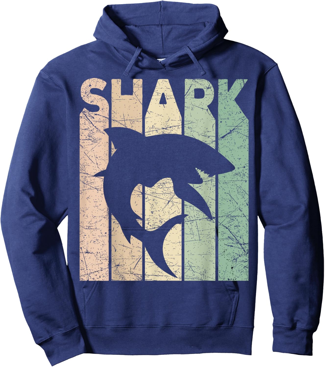 Shark Vintage Marine Animal Shark Lover Retro Oceanography Hoodie - Hoodie | Navy