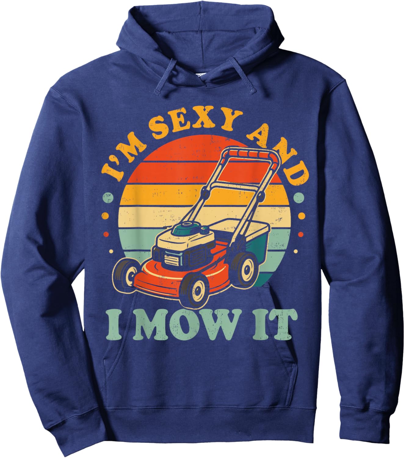 Funny Father Mows Best Mowing is My Therapy Lawn Mower Dad Hoodie - Hoodie | Navy