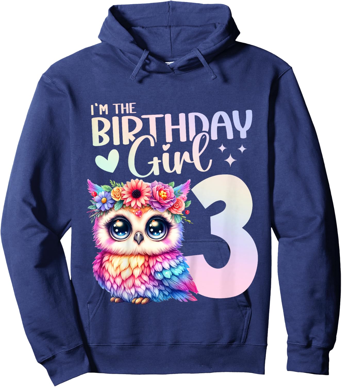 3rd Birthday Owl 3 Years Old Three years 3 Birthday Girl Hoodie - Hoodie | Navy