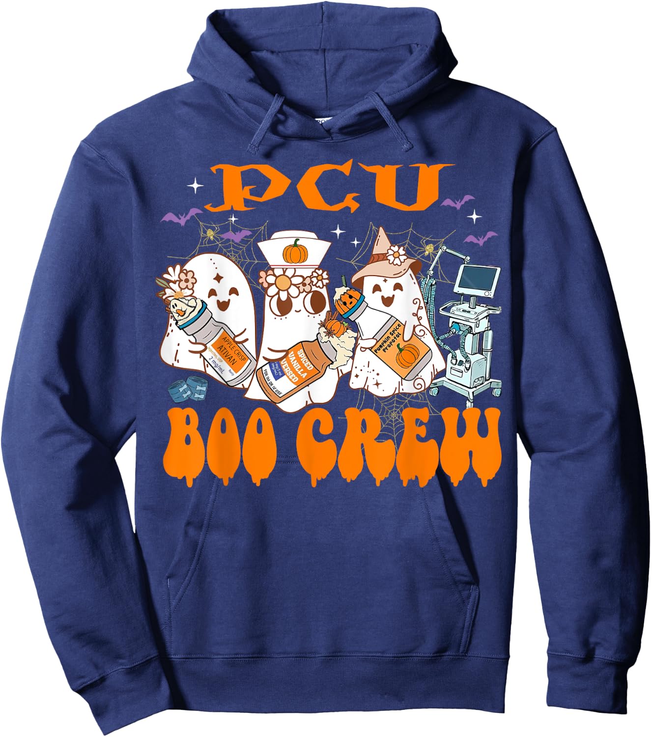 PCU Nurse Halloween Anesthetist Boo Crew Squad Hoodie - Hoodie | Navy