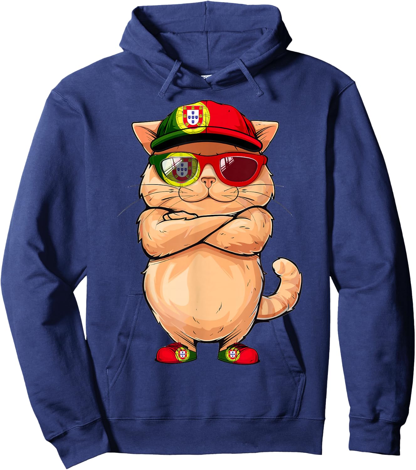 Portuguese Flag Cat Mom Souvenirs Products Kitten Portugal Men Women Kids Hoodie - Hoodie | Navy