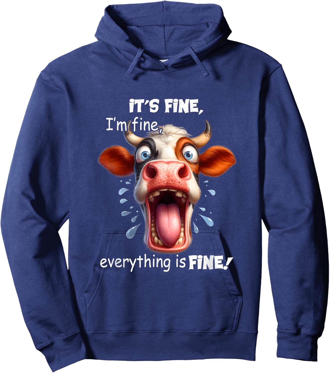 Funny Cow It's Fine I'm Fine Everything Is Fine Hoodie - Hoodie | Navy