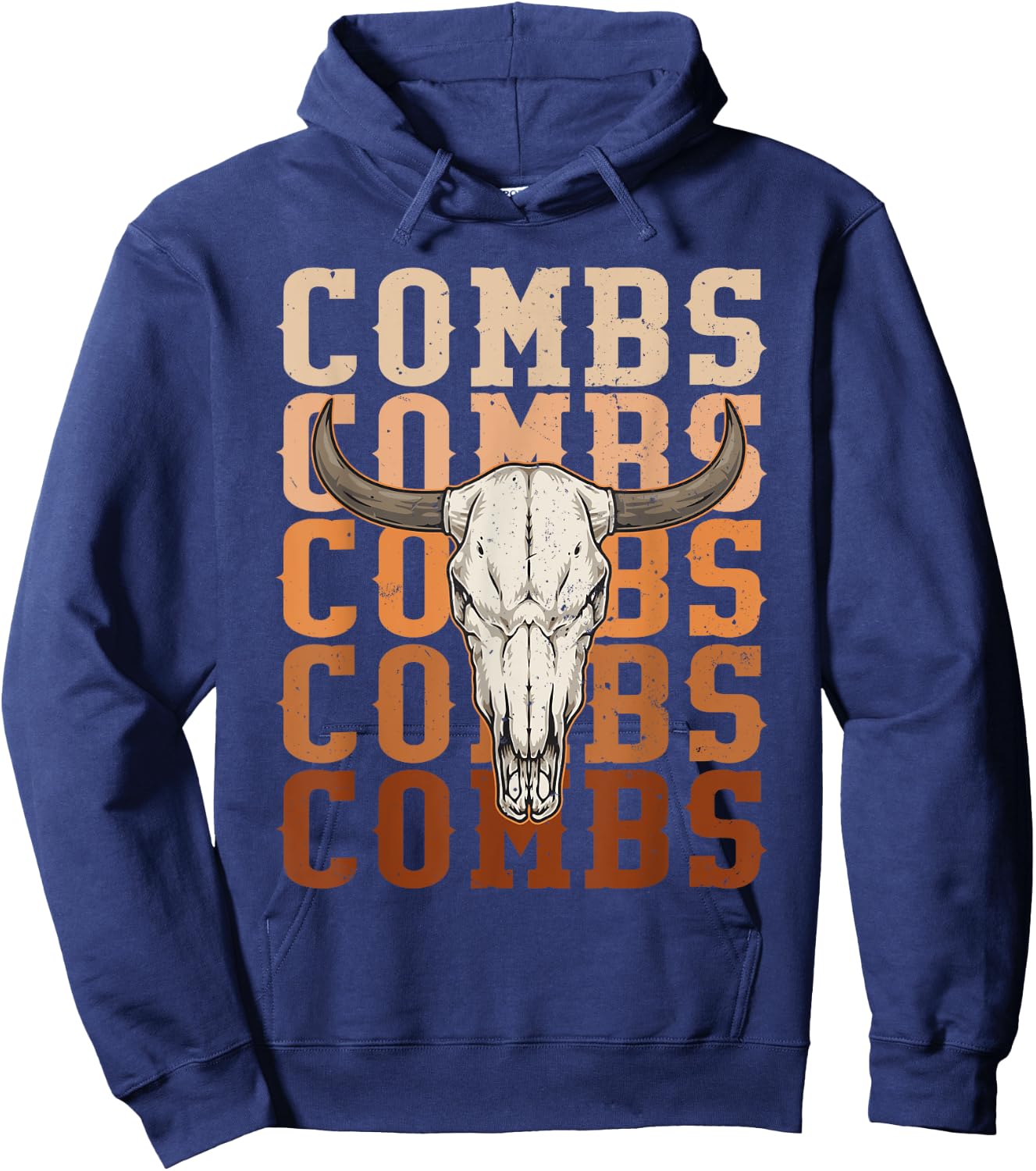 Combs Western Music Country Cowboy Cow Skull Hoodie - Hoodie | Navy