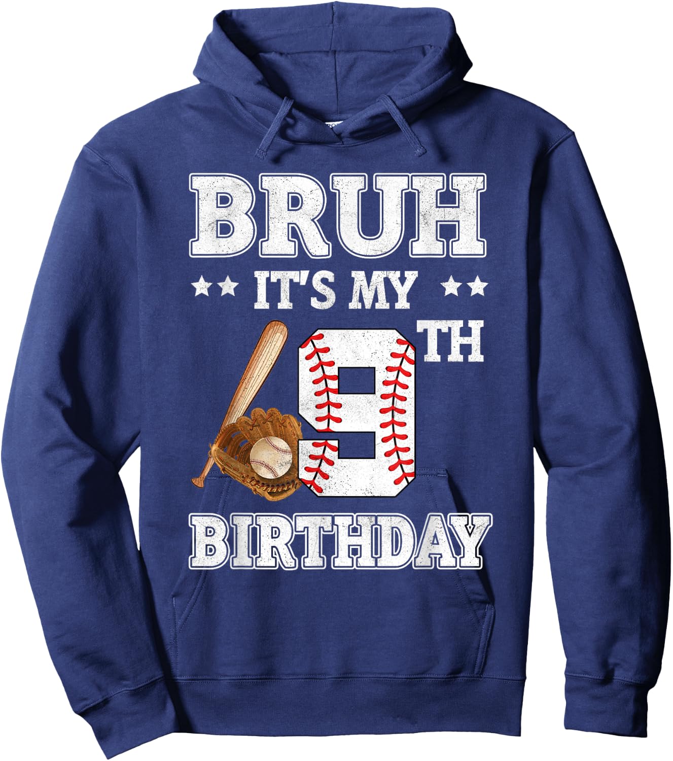 Bruh It's My 9th Birthday 9 Year Old Baseball Player Hoodie - Hoodie | Navy