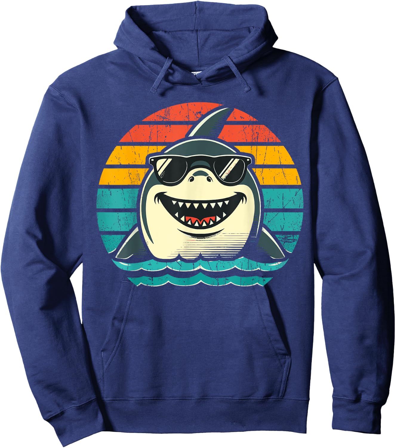 Shark with Sunglasses Animal Shark Hoodie - Hoodie | Navy