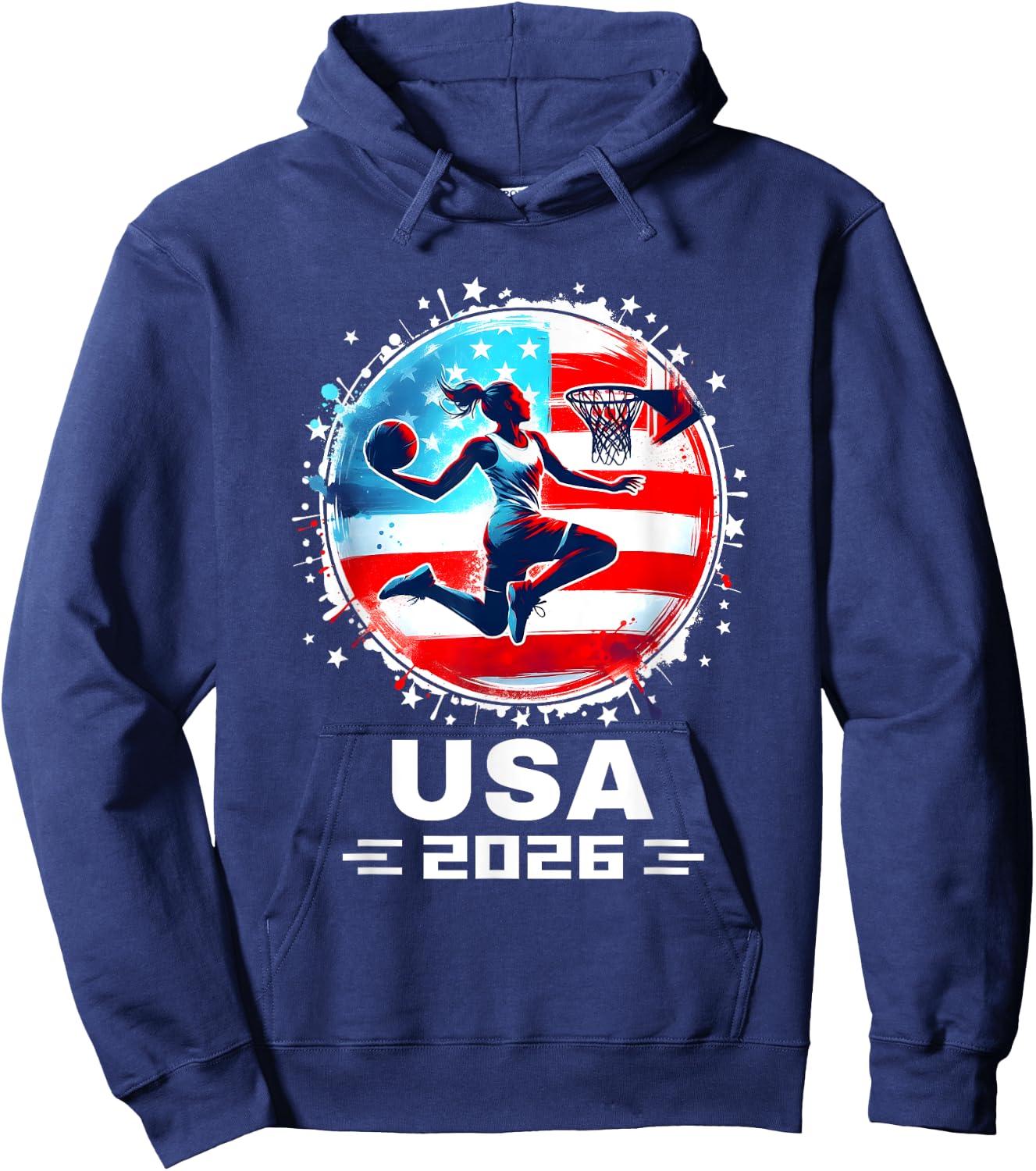 USA Team 2026 United States American Flag Basketball USA Hoodie - Hoodie | Navy