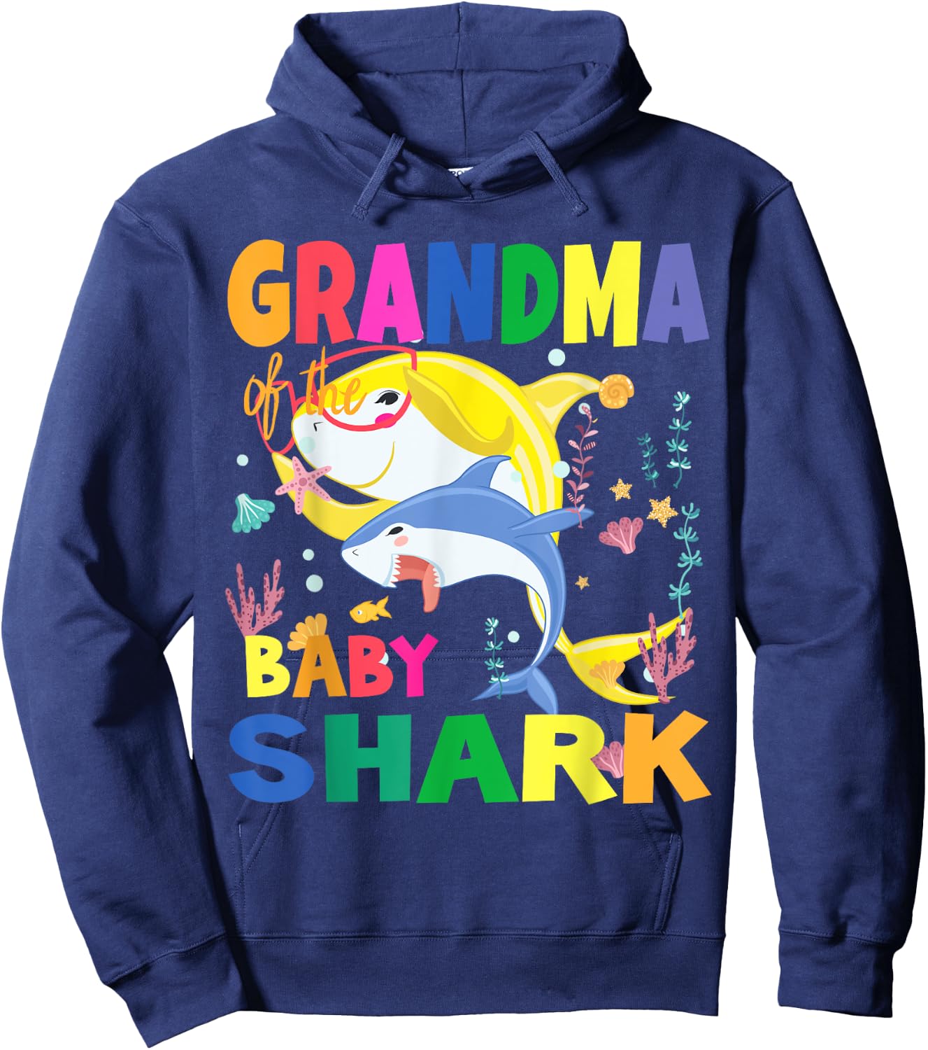 Birthday Shark Grandma of Birthday Shark birthday matching Hoodie - Hoodie | Navy