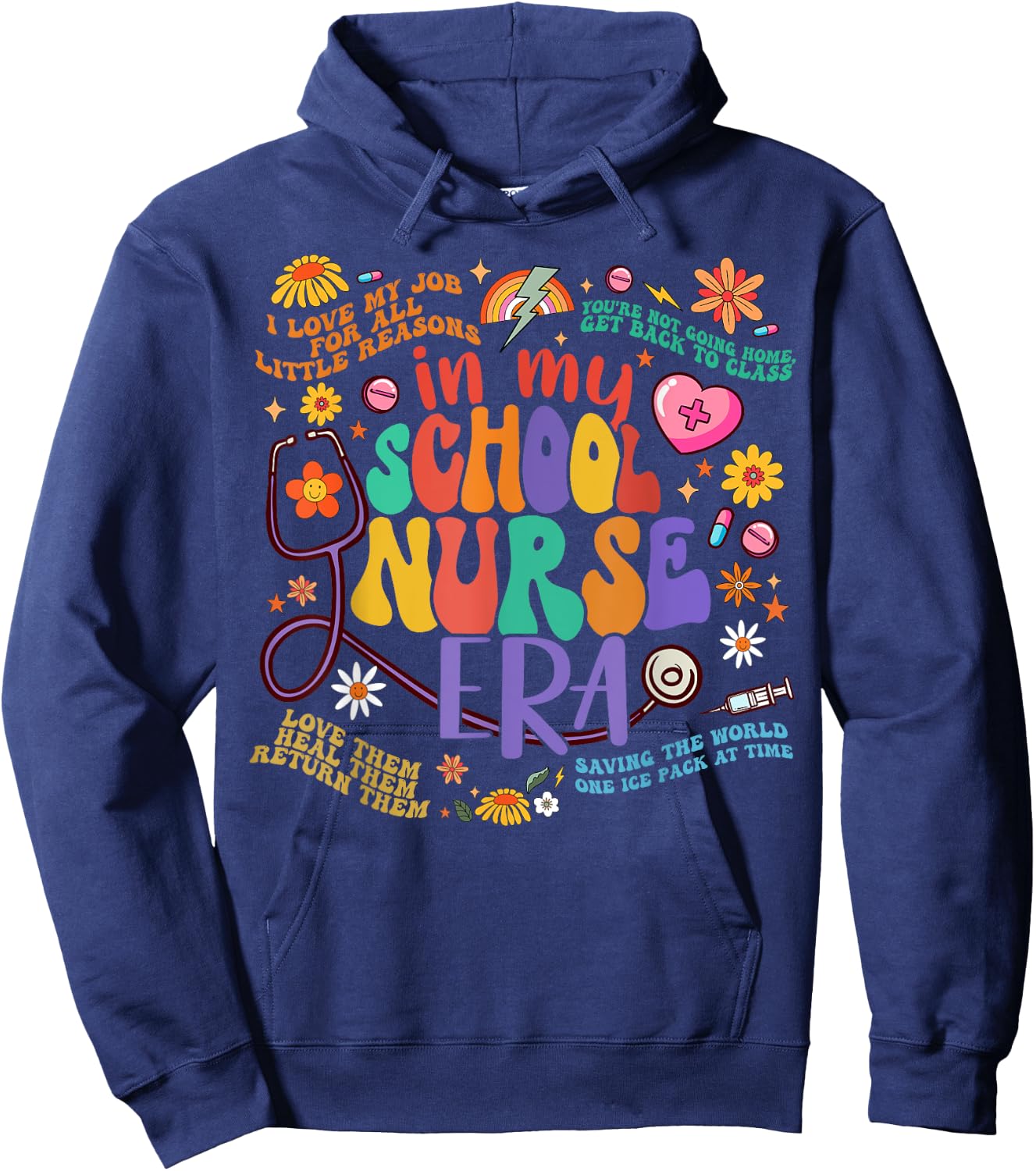 Women In My School Nurse Era School Nurse Week 2024 Hoodie - Hoodie | Navy