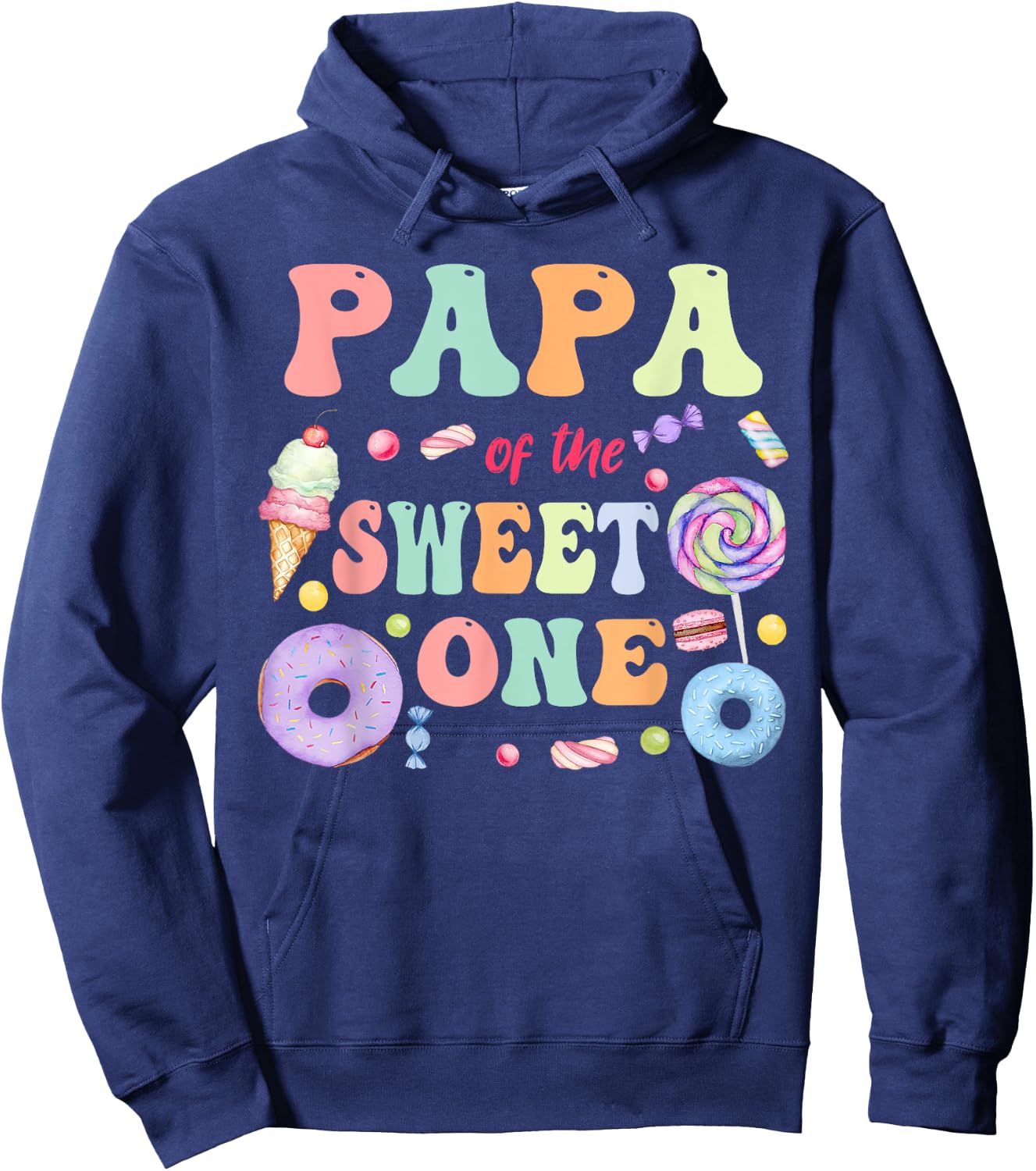 Papa of The Sweet One Lollipop Candy Birthday Party Family Hoodie - Hoodie | Navy