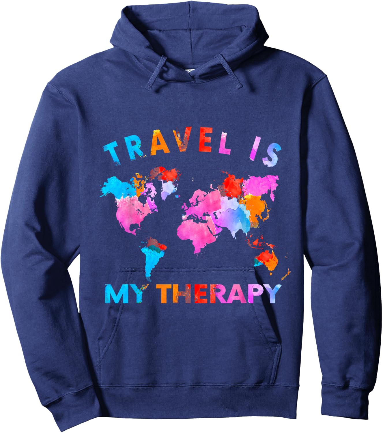 Traveler Camping Trip World Statement Travel Is My Therapy Hoodie - Hoodie | Navy
