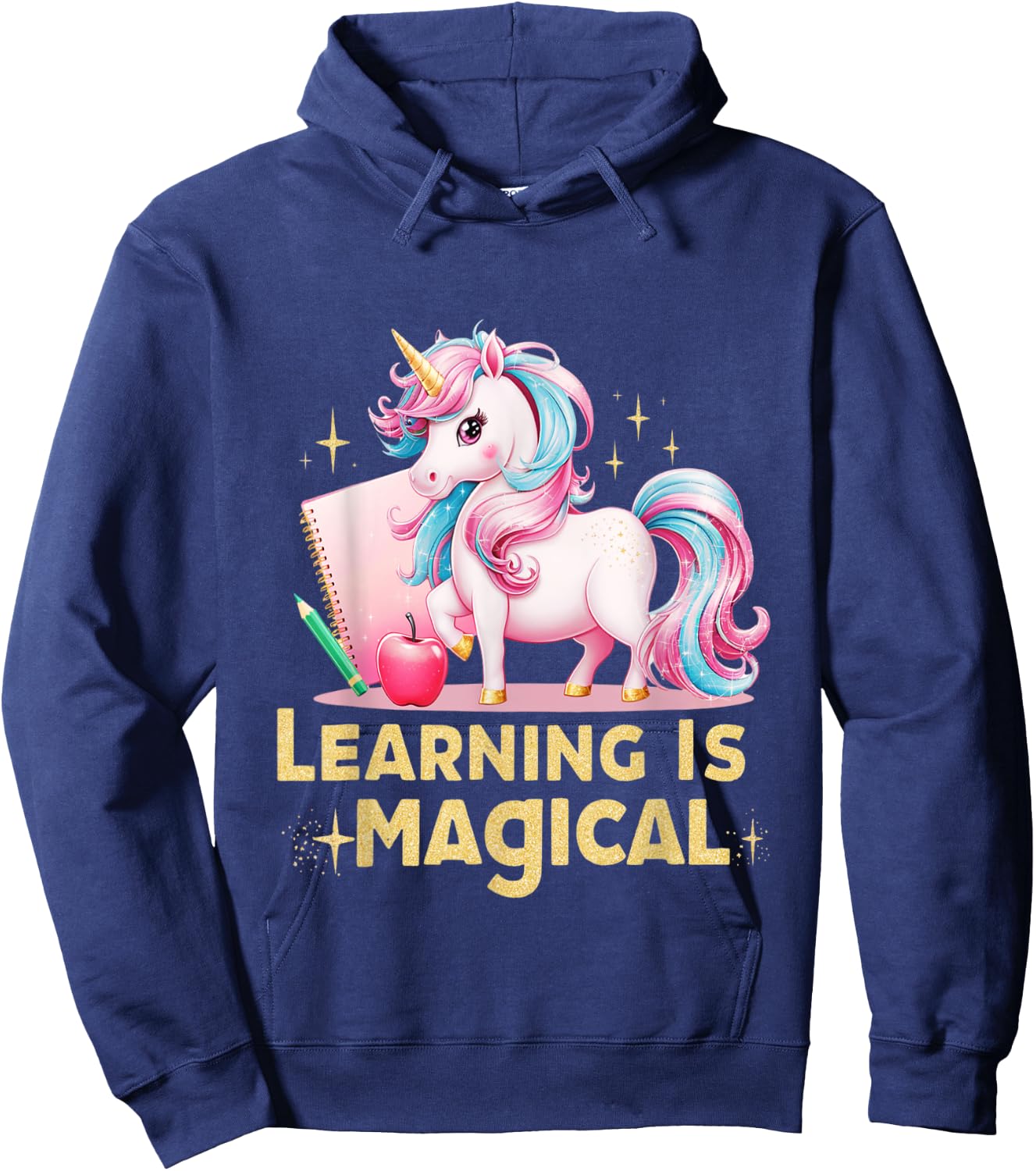 Learning is Magical Teacher Unicorn Back to School Unicorn Hoodie - Hoodie | Navy