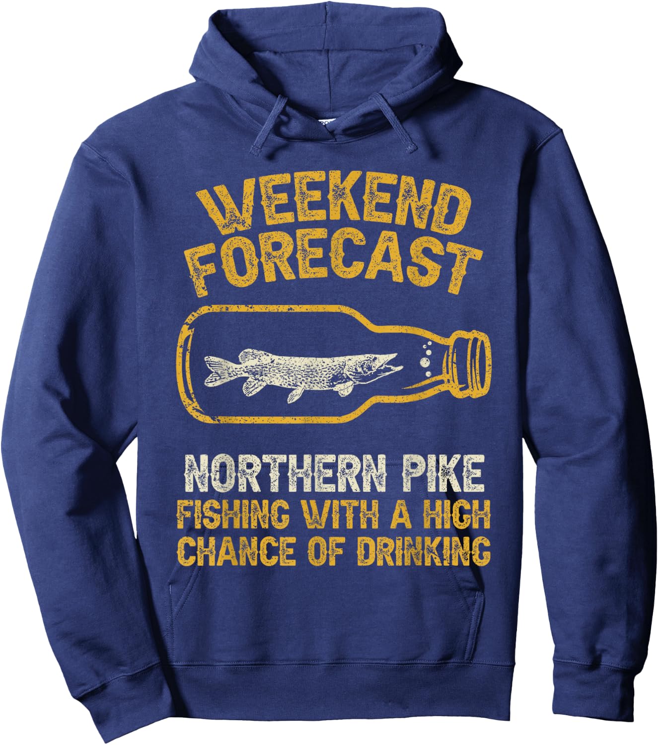 Fisher Weekend Forecast Fishing - Fish Northern Pike Hoodie - Hoodie | Navy