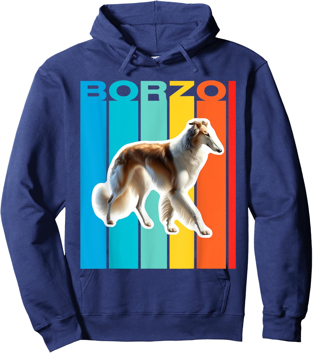 Colorful Borzoi Hoodie - Hoodie | Navy