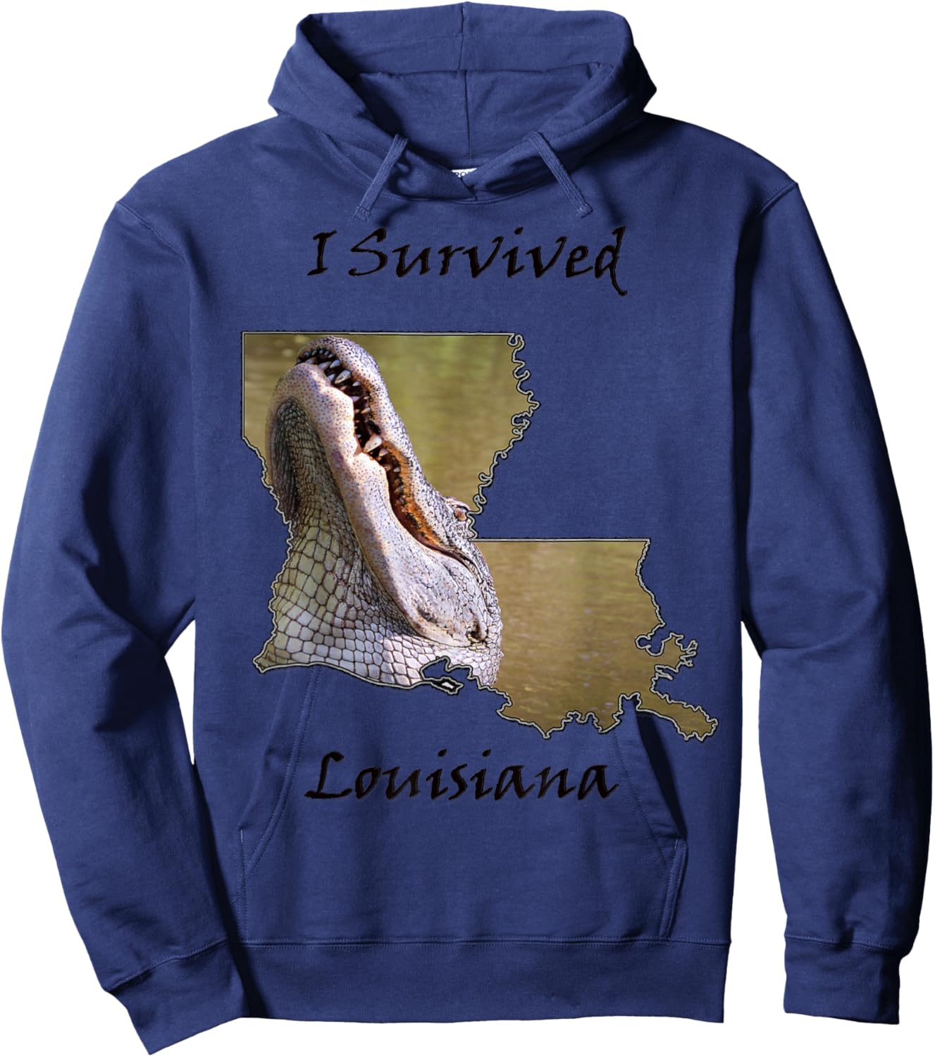 Louisiana Alligator Southern Survival Gator Swamp Design Hoodie - Hoodie | Navy