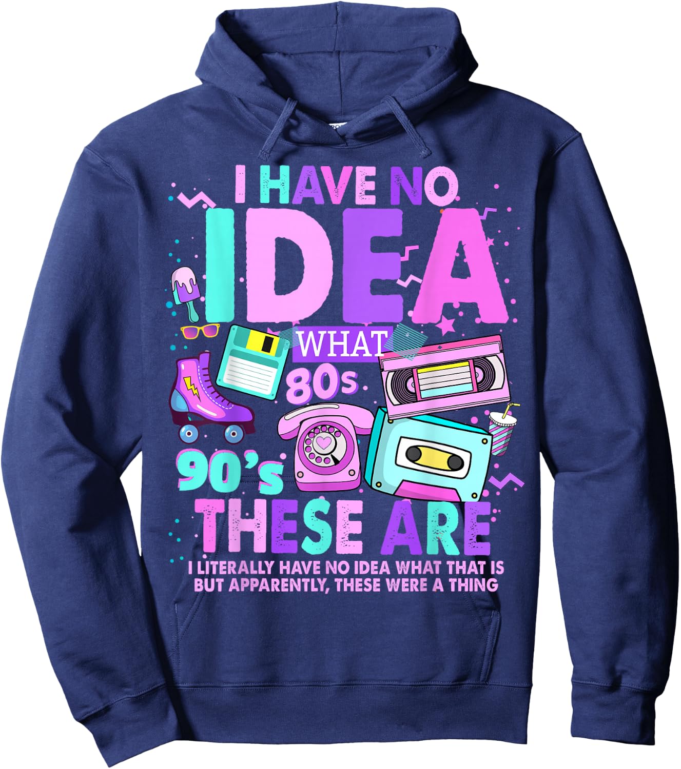 90s Theme Nostalgia Kids Idea & 90s 80s Decades Outfit Idea Hoodie - Hoodie | Navy