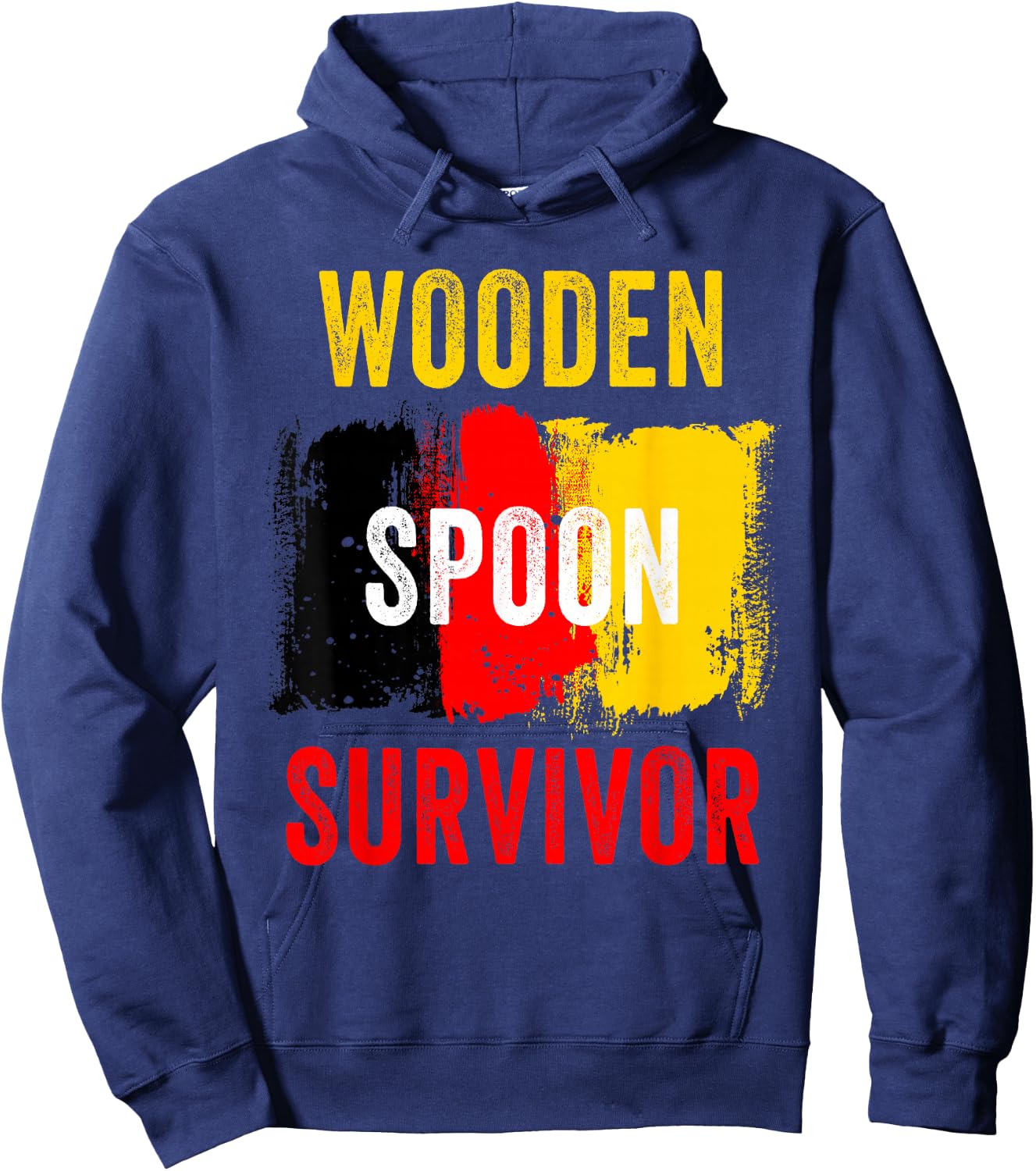 Wooden Spoon Survivor – Germany Flag Funny Childhood Quote Hoodie - Hoodie | Navy
