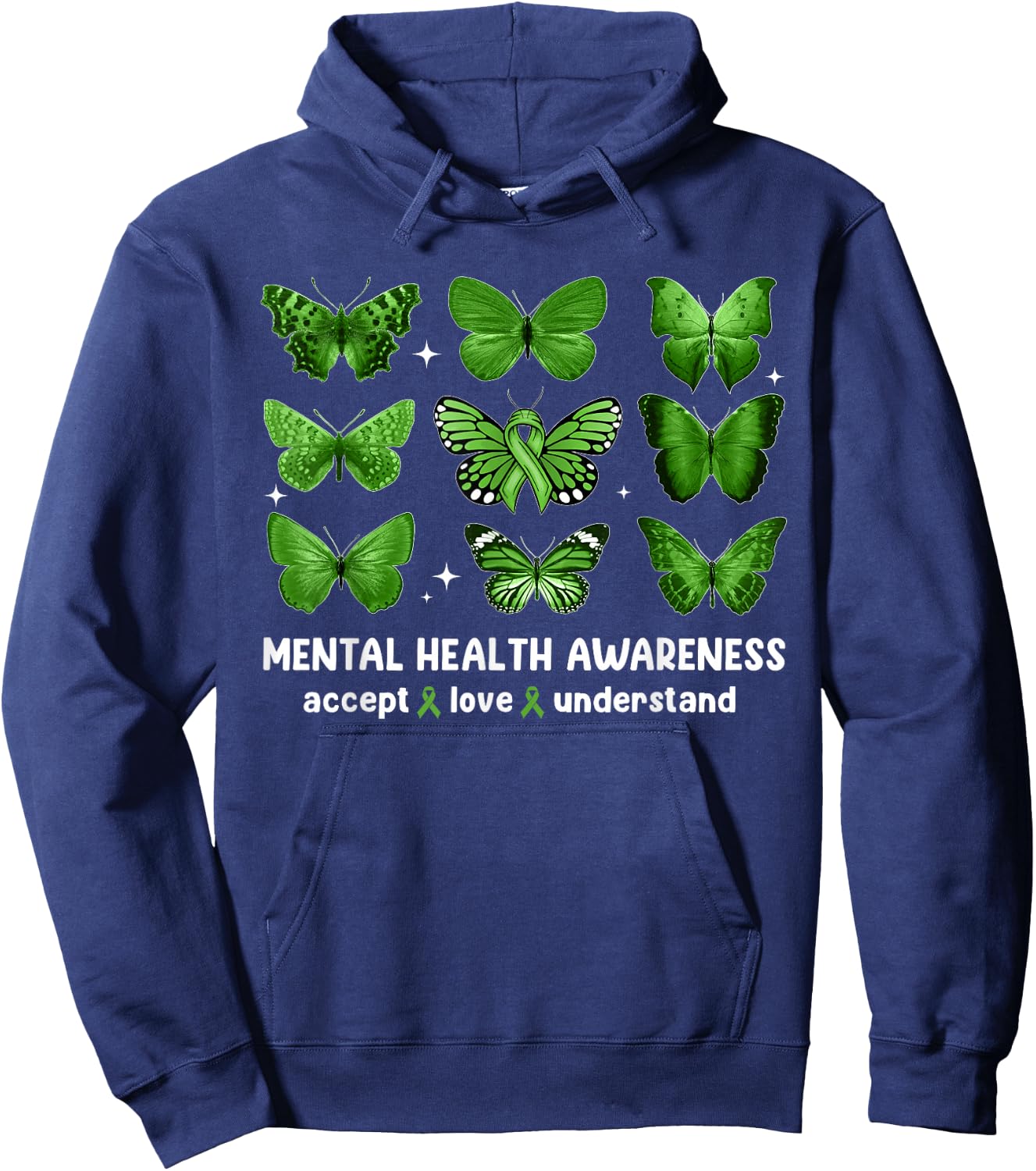 Butterfly Mental Health Awareness Accept Love Understand Kid Hoodie - Hoodie | Navy