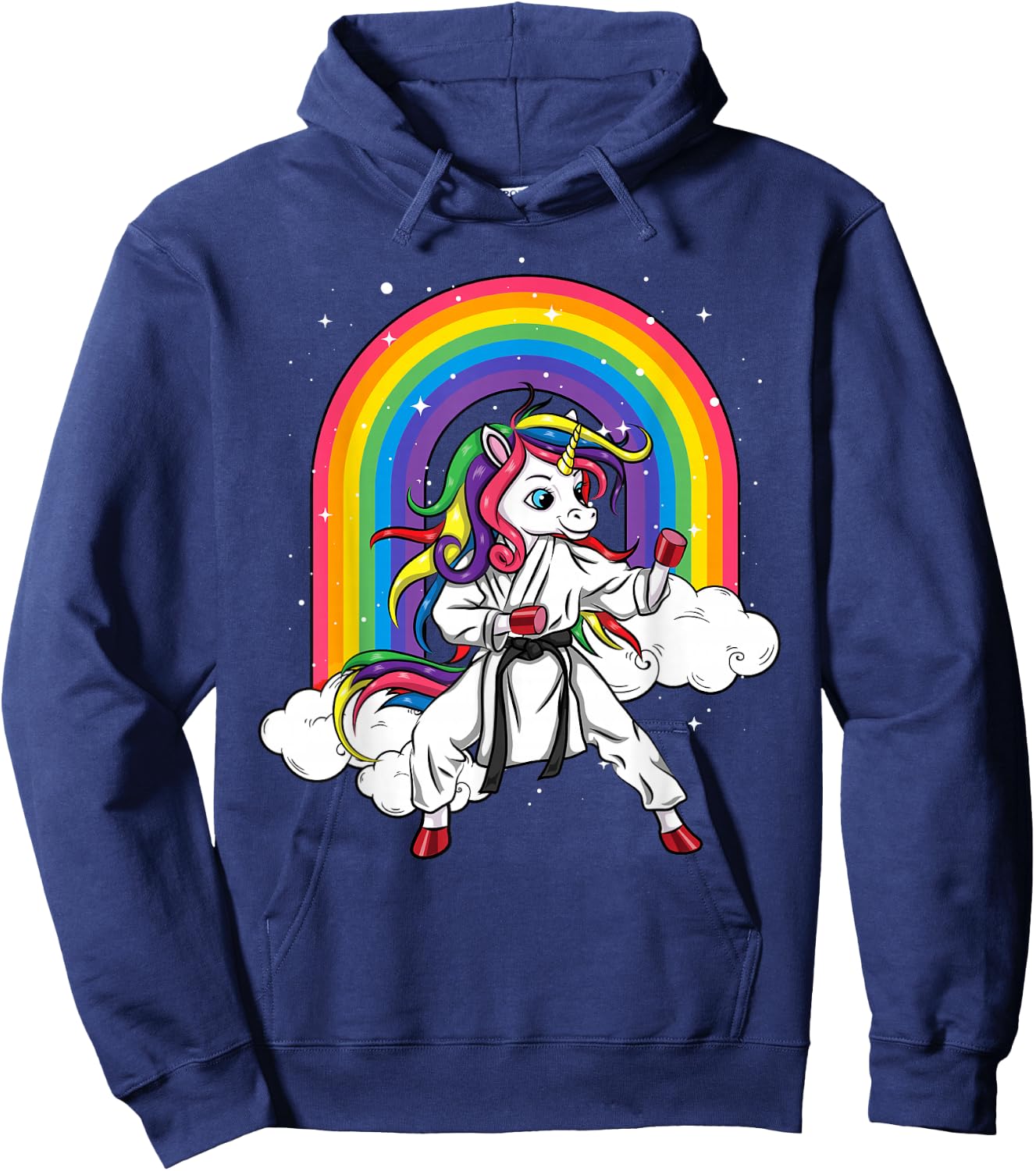 Rainbow Unicorn Karate Taekwondo MMA Judo Kids Girl Hoodie - Hoodie | Navy
